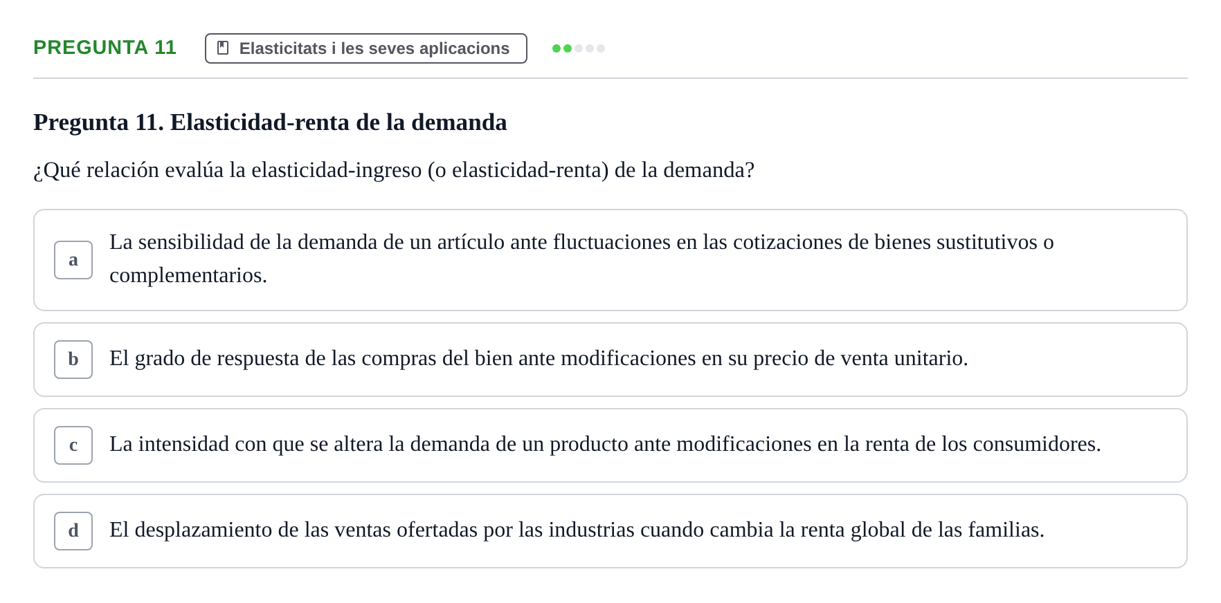Enunciado: Pregunta 11 · Economía I UDL Examen de Repaso: Conceptos Básicos e Introducción a la Economía