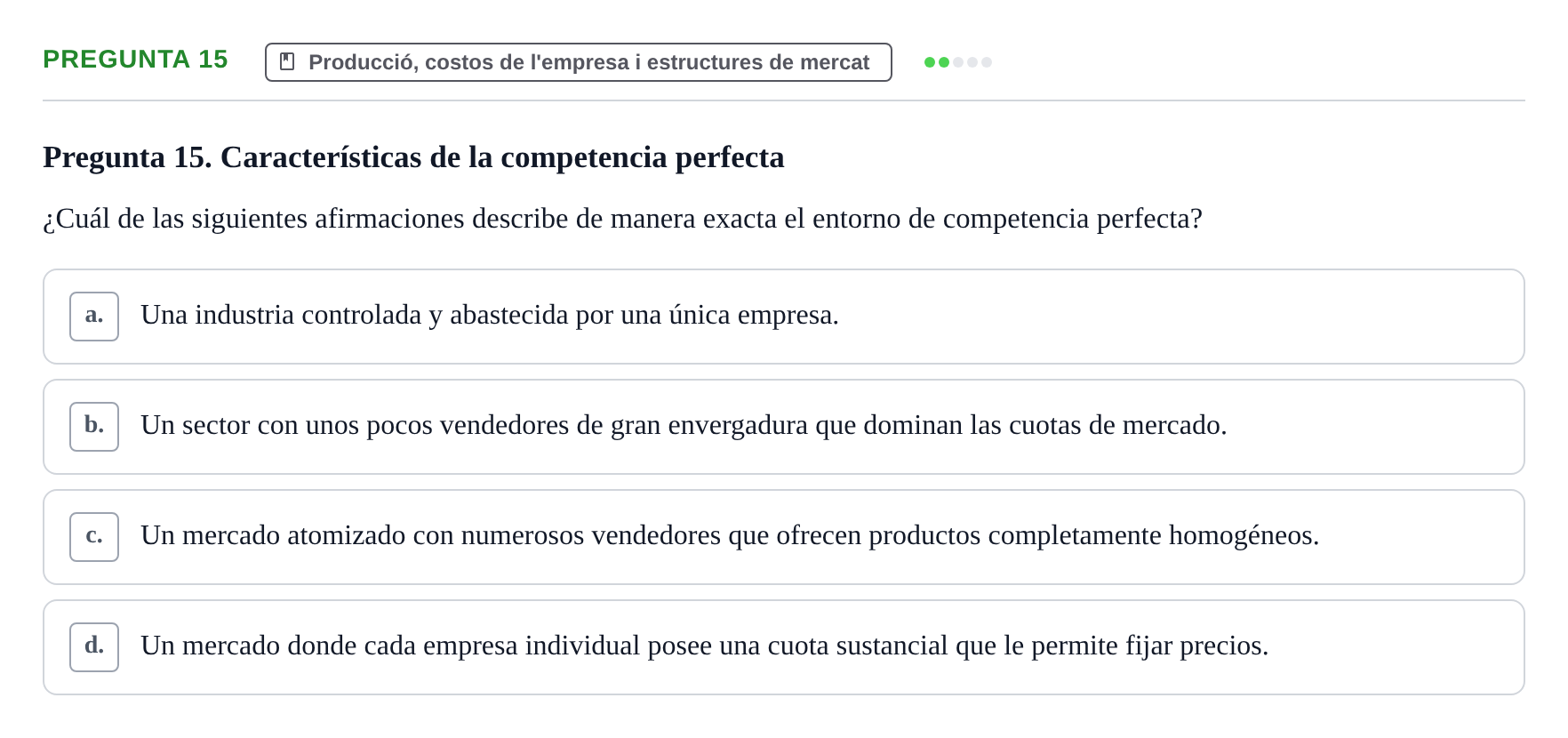 Enunciado: Pregunta 15 · Economía I UDL Examen de Repaso: Conceptos Básicos e Introducción a la Economía
