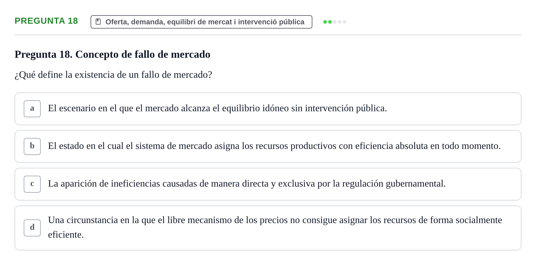Enunciado: Pregunta 18 · Economía I UDL Examen de Repaso: Conceptos Básicos e Introducción a la Economía