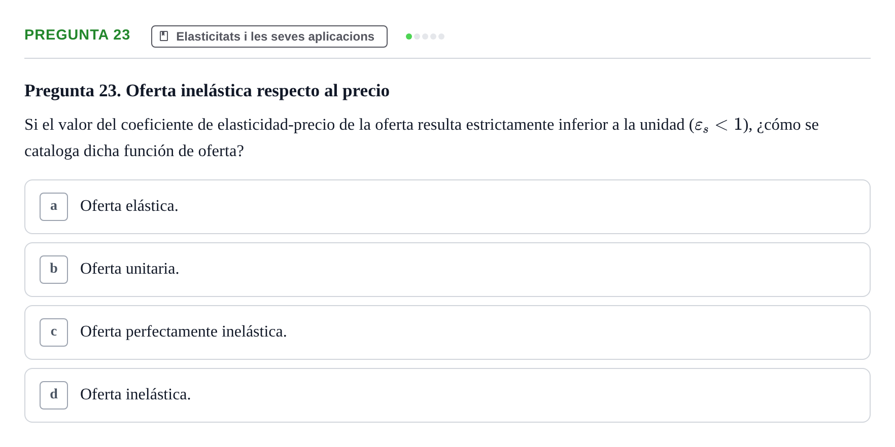 Enunciado: Pregunta 23 · Economía I UDL Examen de Repaso: Conceptos Básicos e Introducción a la Economía