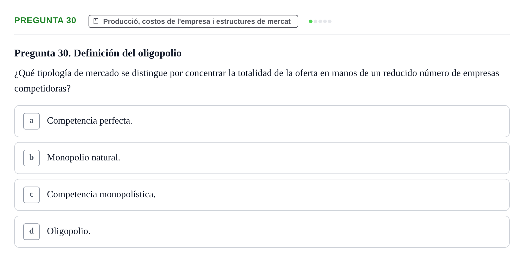 Enunciado: Pregunta 30 · Economía I UDL Examen de Repaso: Conceptos Básicos e Introducción a la Economía