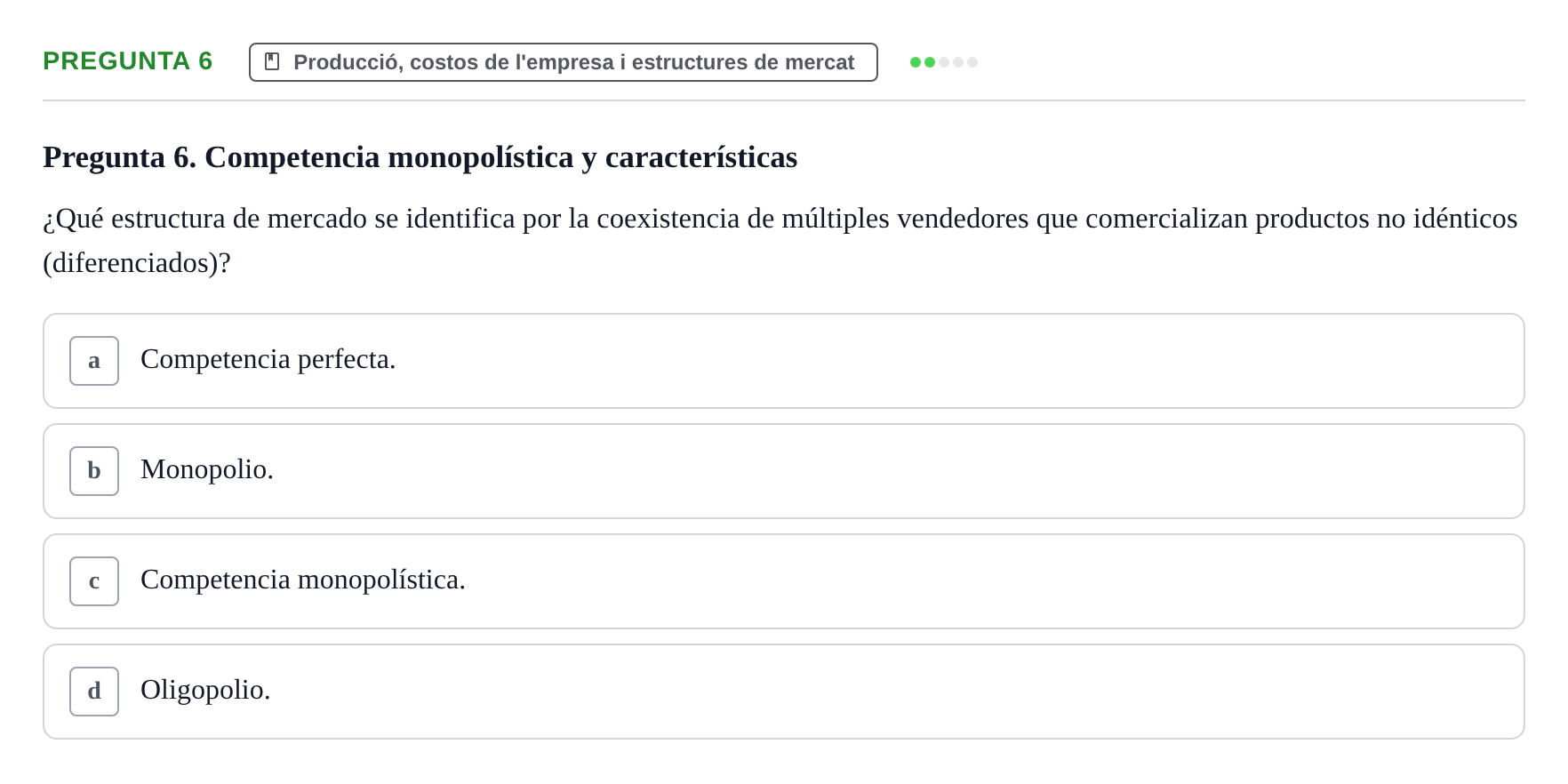 Enunciado: Pregunta 6 · Economía I UDL Examen de Repaso: Conceptos Básicos e Introducción a la Economía