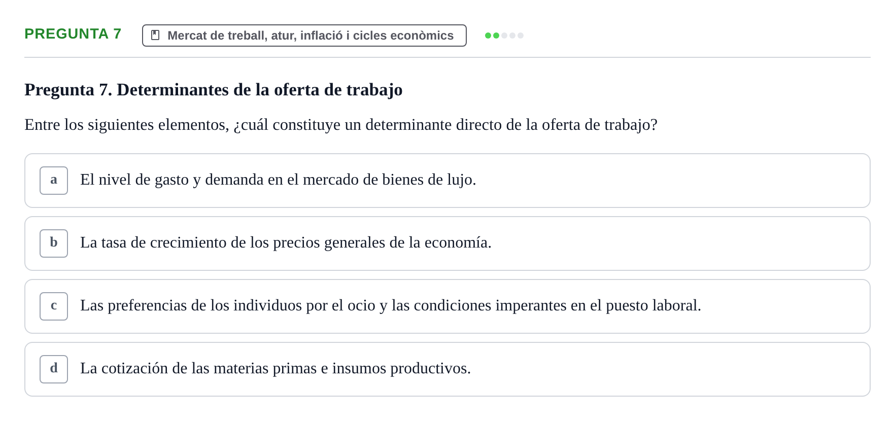 Enunciado: Pregunta 7 · Economía I UDL Examen de Repaso: Conceptos Básicos e Introducción a la Economía