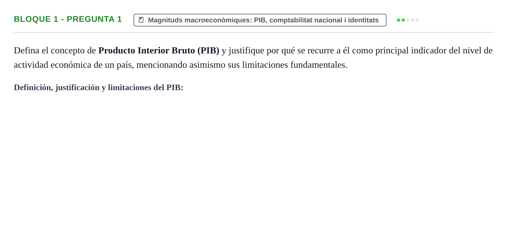 Enunciado: Bloque 1 - Pregunta 1 · Economía I UDL Exámenes Teóricos de Desarrollo por Bloques: Macroeconomía