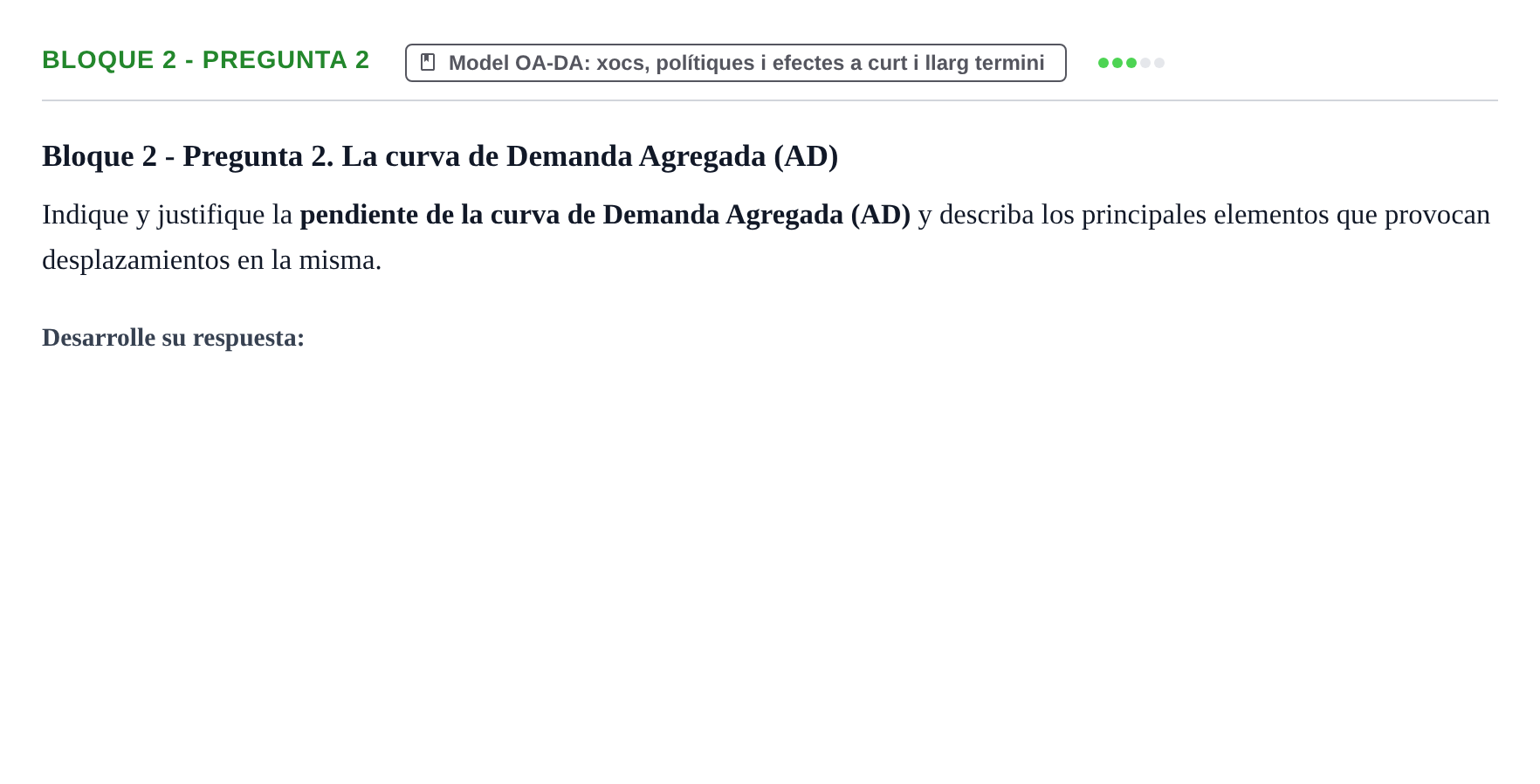 Enunciado: Bloque 2 - Pregunta 2 · Economía I UDL Exámenes Teóricos de Desarrollo por Bloques: Macroeconomía