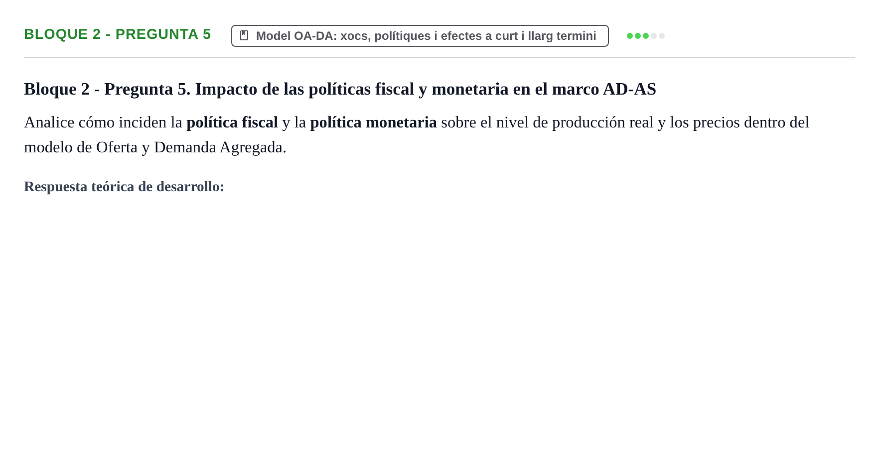 Enunciado: Bloque 2 - Pregunta 5 · Economía I UDL Exámenes Teóricos de Desarrollo por Bloques: Macroeconomía