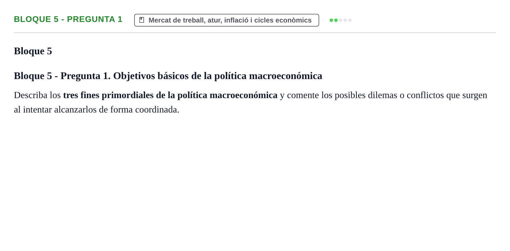 Enunciado: Bloque 5 - Pregunta 1 · Economía I UDL Exámenes Teóricos de Desarrollo por Bloques: Macroeconomía