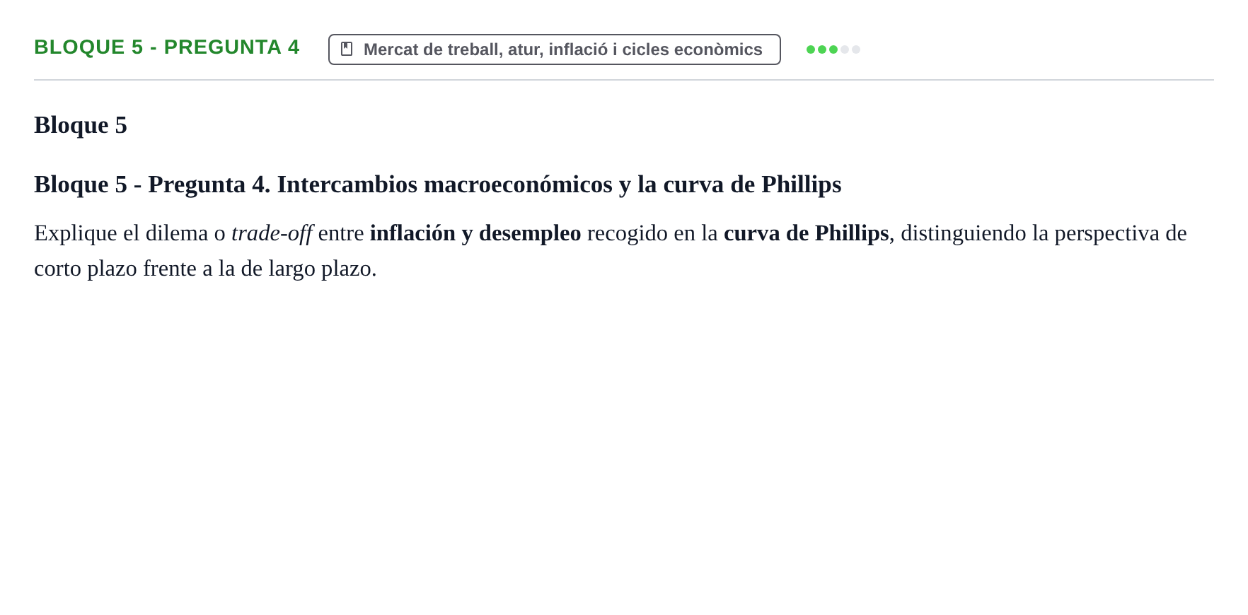 Enunciado: Bloque 5 - Pregunta 4 · Economía I UDL Exámenes Teóricos de Desarrollo por Bloques: Macroeconomía