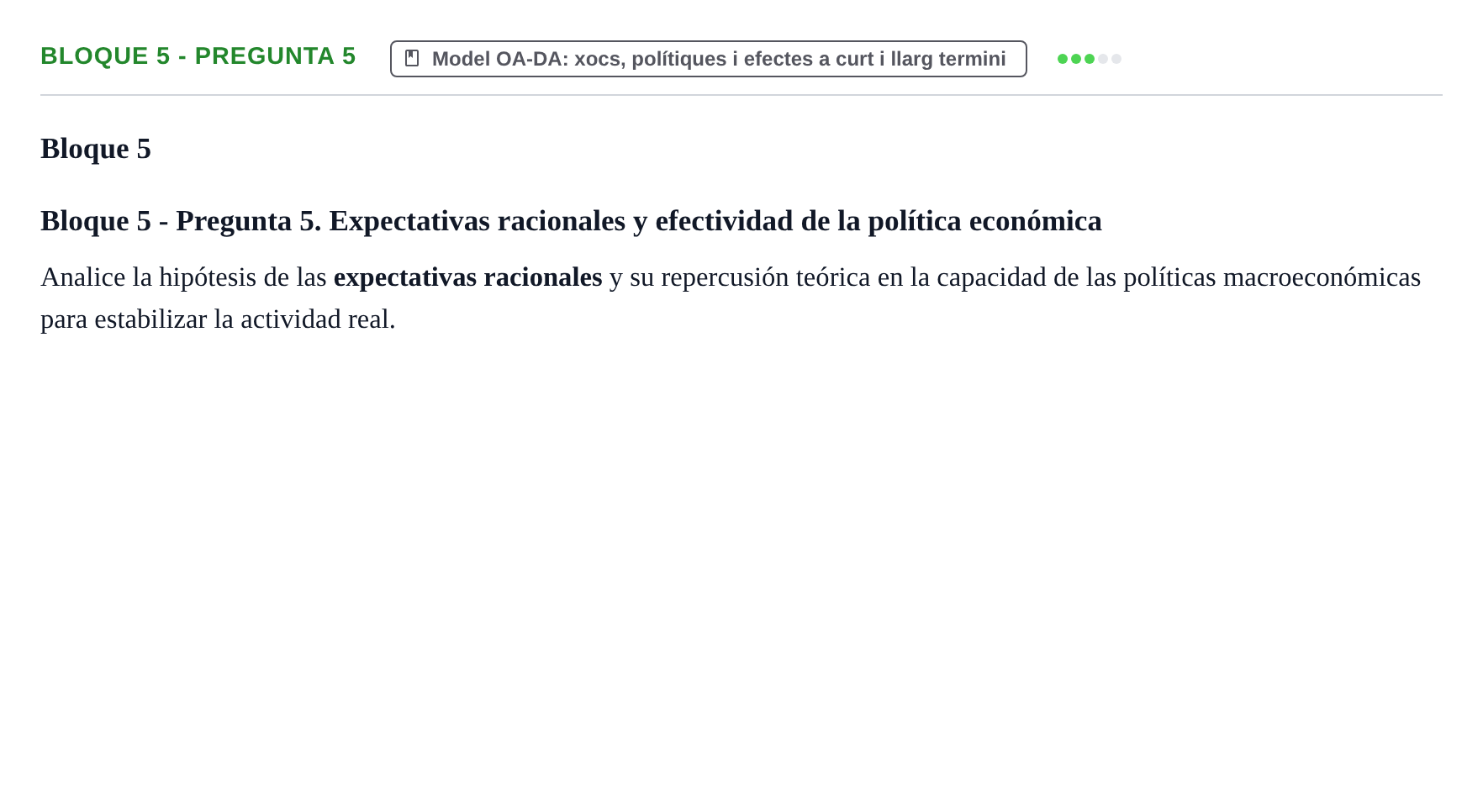 Enunciado: Bloque 5 - Pregunta 5 · Economía I UDL Exámenes Teóricos de Desarrollo por Bloques: Macroeconomía