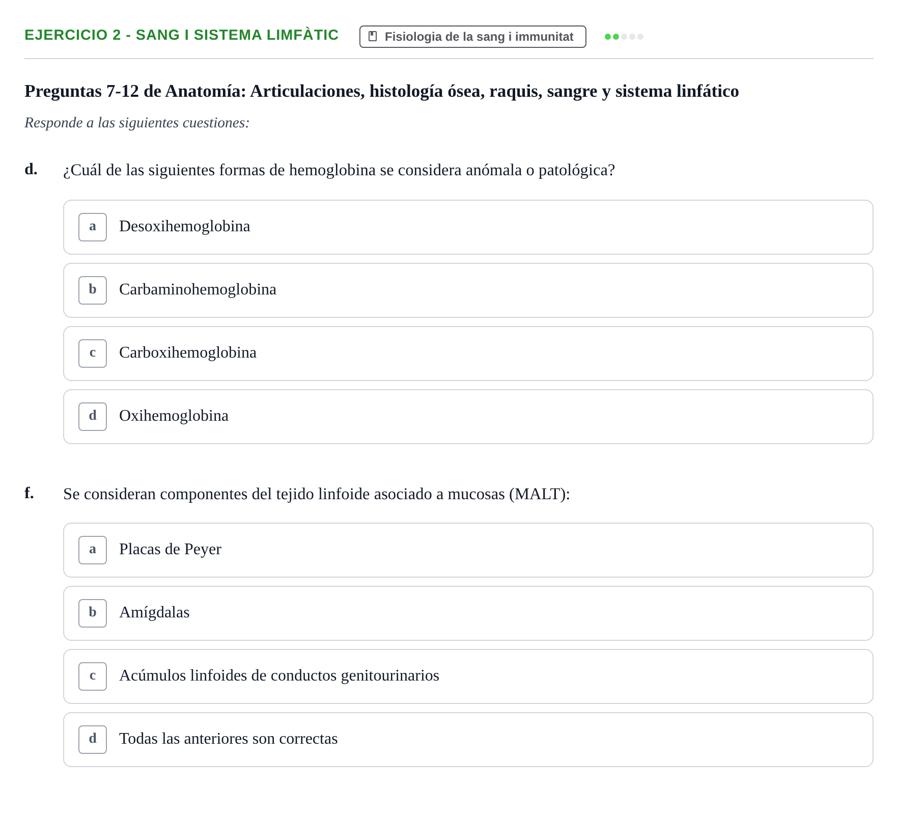 Enunciado: Ejercicio 2 - Sang i sistema limfàtic · BASES BIOLÒGIQUES PER L'ATENCIO A LA PERSONA: FISIOLOGIA UDL 2020
