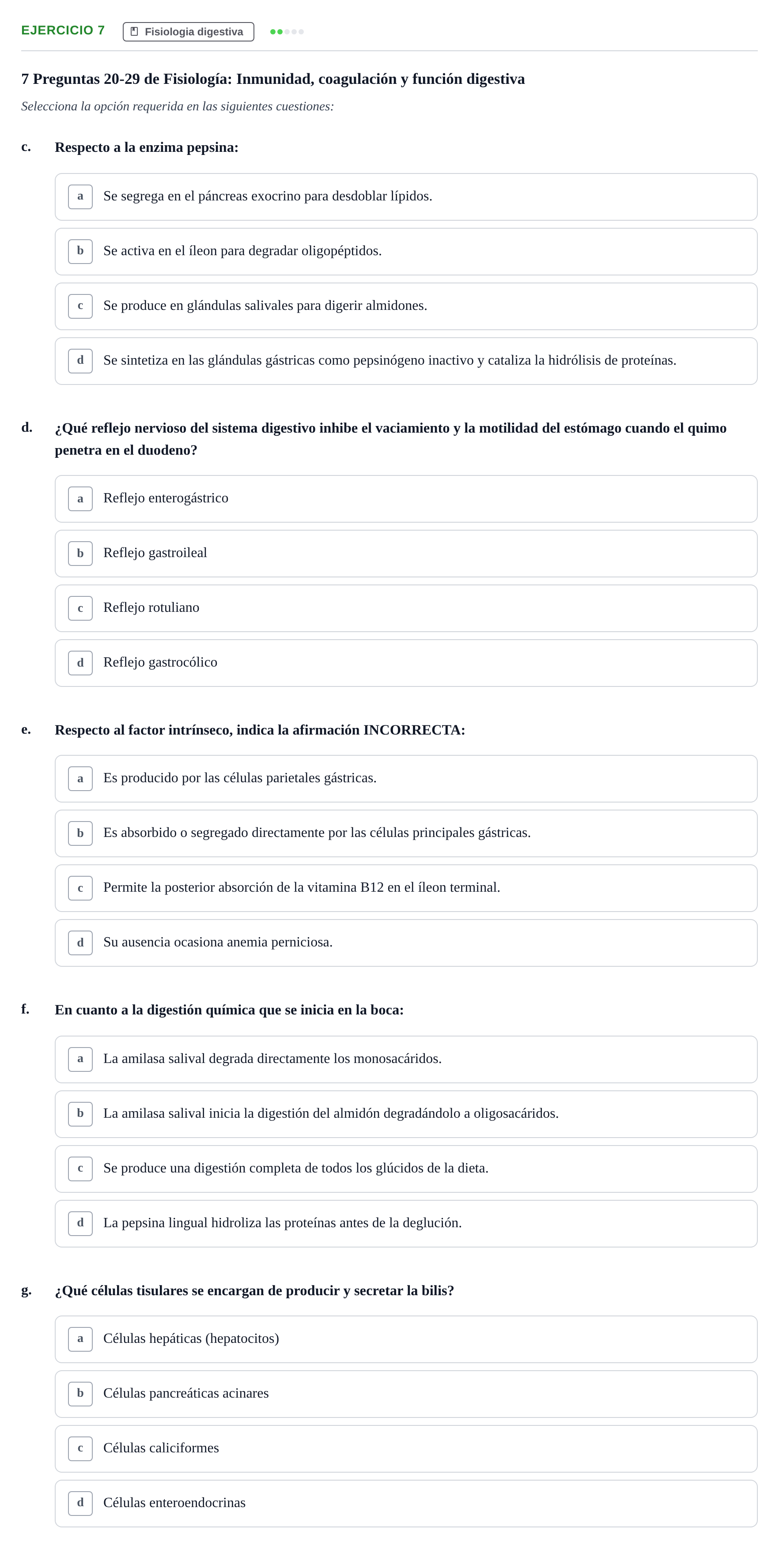 Enunciado: Ejercicio 7 - Fisiologia digestiva · BASES BIOLÒGIQUES PER L'ATENCIO A LA PERSONA: FISIOLOGIA UDL 2020