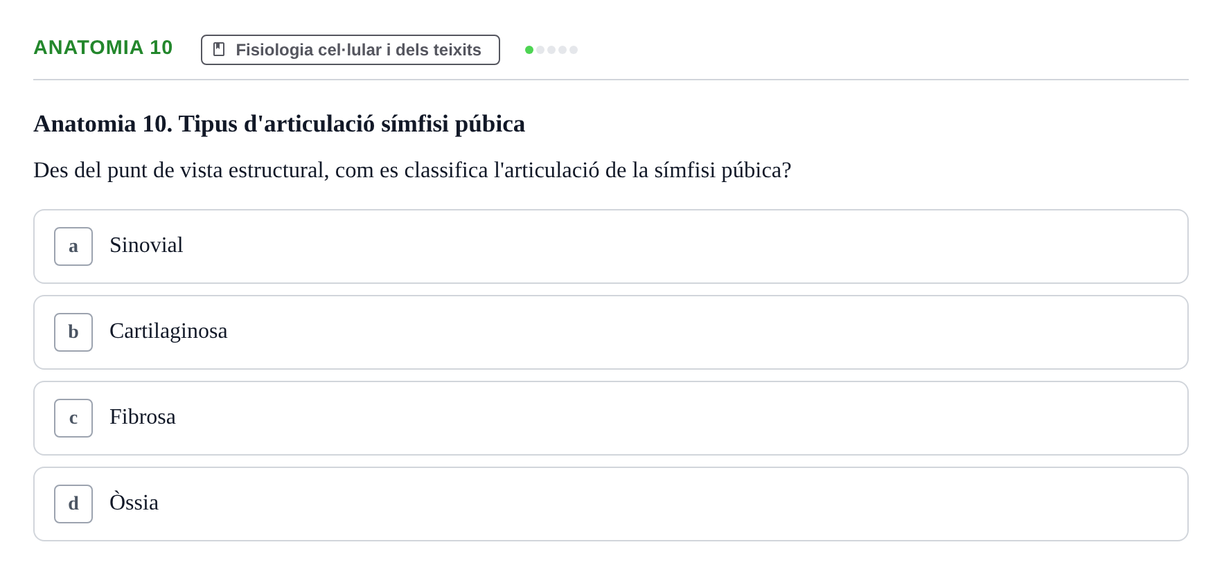 Enunciado: Ejercicio Anatomia 10 · BASES BIOLÒGIQUES PER L'ATENCIO A LA PERSONA: ANATOMIA UDL Examen Parcial de Bases Biològiques: Anatomia i Fisiologia
