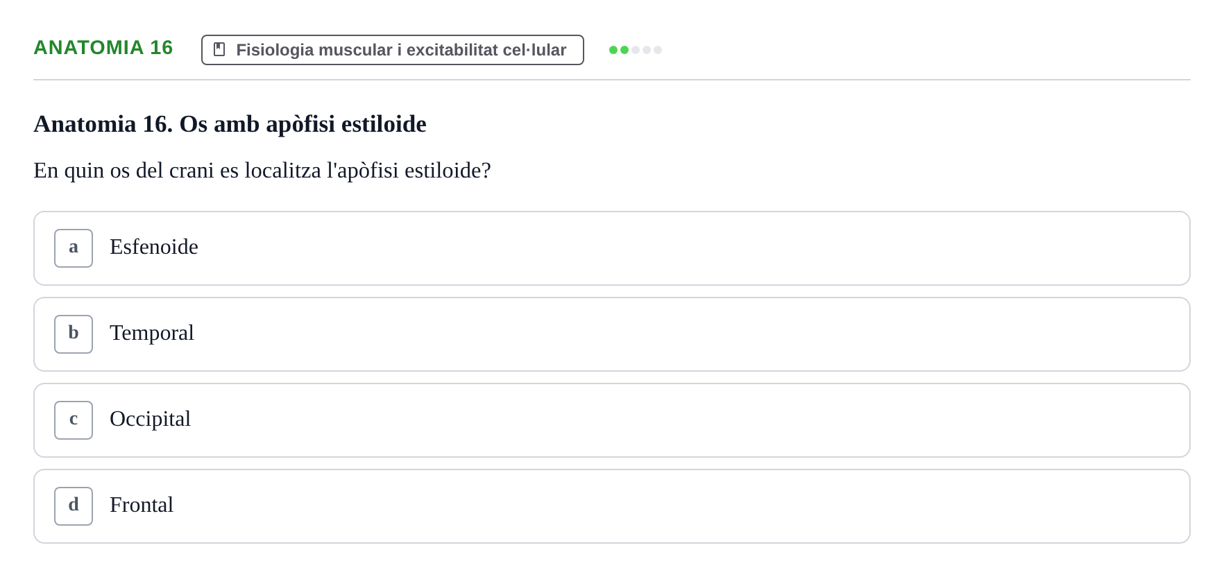 Enunciado: Ejercicio Anatomia 16 · BASES BIOLÒGIQUES PER L'ATENCIO A LA PERSONA: ANATOMIA UDL Examen Parcial de Bases Biològiques: Anatomia i Fisiologia