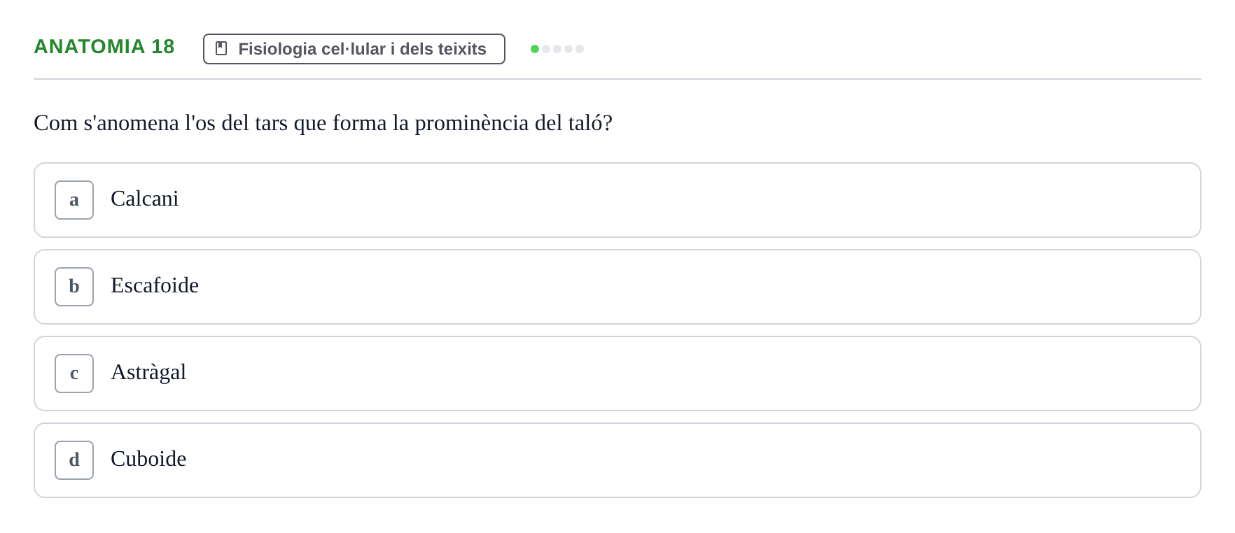 Enunciado: Ejercicio Anatomia 18 · BASES BIOLÒGIQUES PER L'ATENCIO A LA PERSONA: ANATOMIA UDL Examen Parcial de Bases Biològiques: Anatomia i Fisiologia