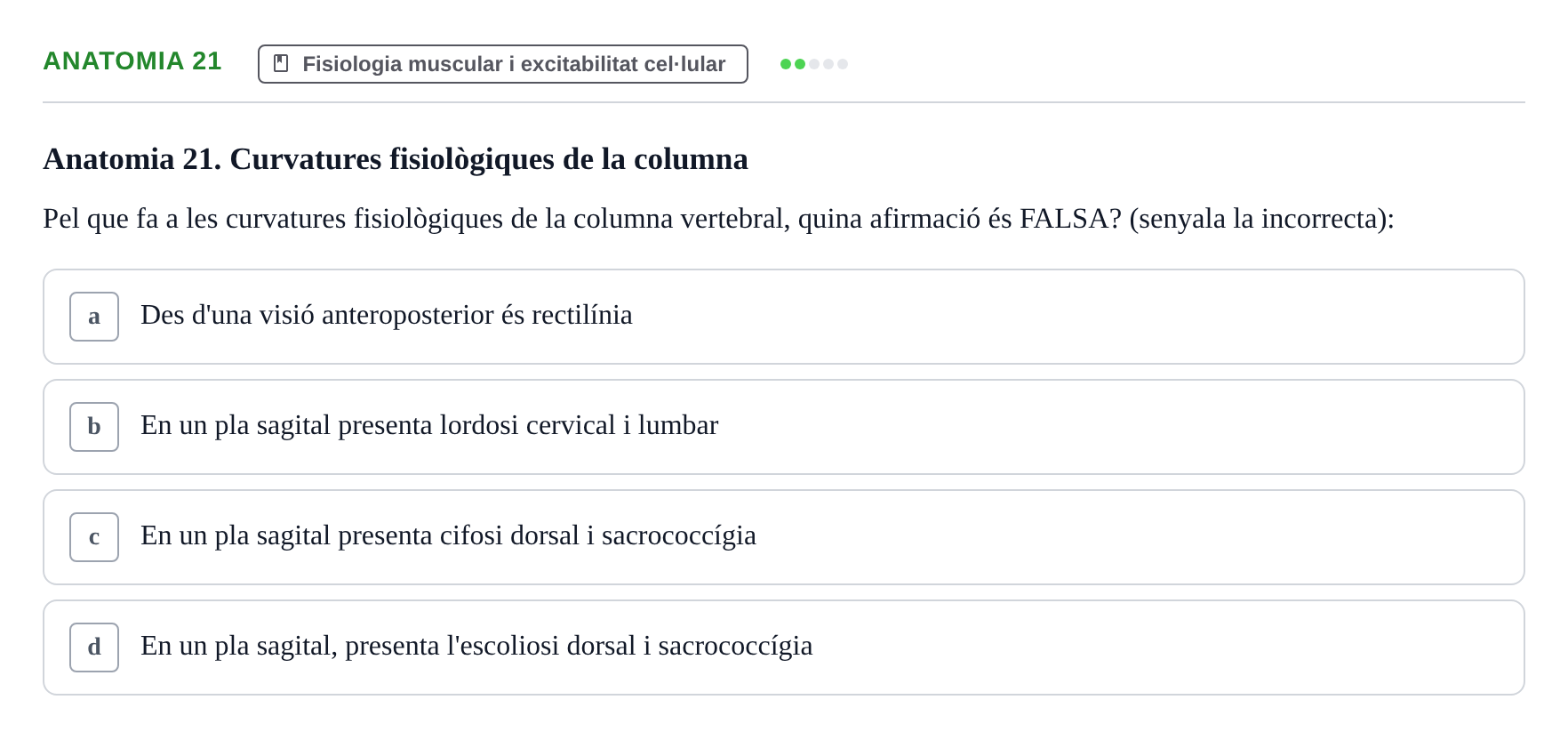 Enunciado: Ejercicio Anatomia 21 · BASES BIOLÒGIQUES PER L'ATENCIO A LA PERSONA: ANATOMIA UDL Examen Parcial de Bases Biològiques: Anatomia i Fisiologia