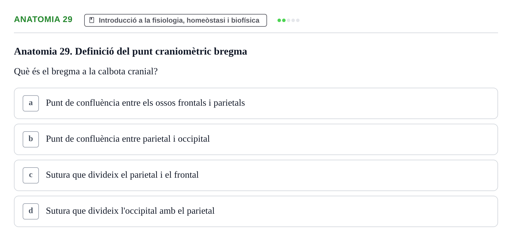 Enunciado: Ejercicio Anatomia 29 · BASES BIOLÒGIQUES PER L'ATENCIO A LA PERSONA: ANATOMIA UDL Examen Parcial de Bases Biològiques: Anatomia i Fisiologia