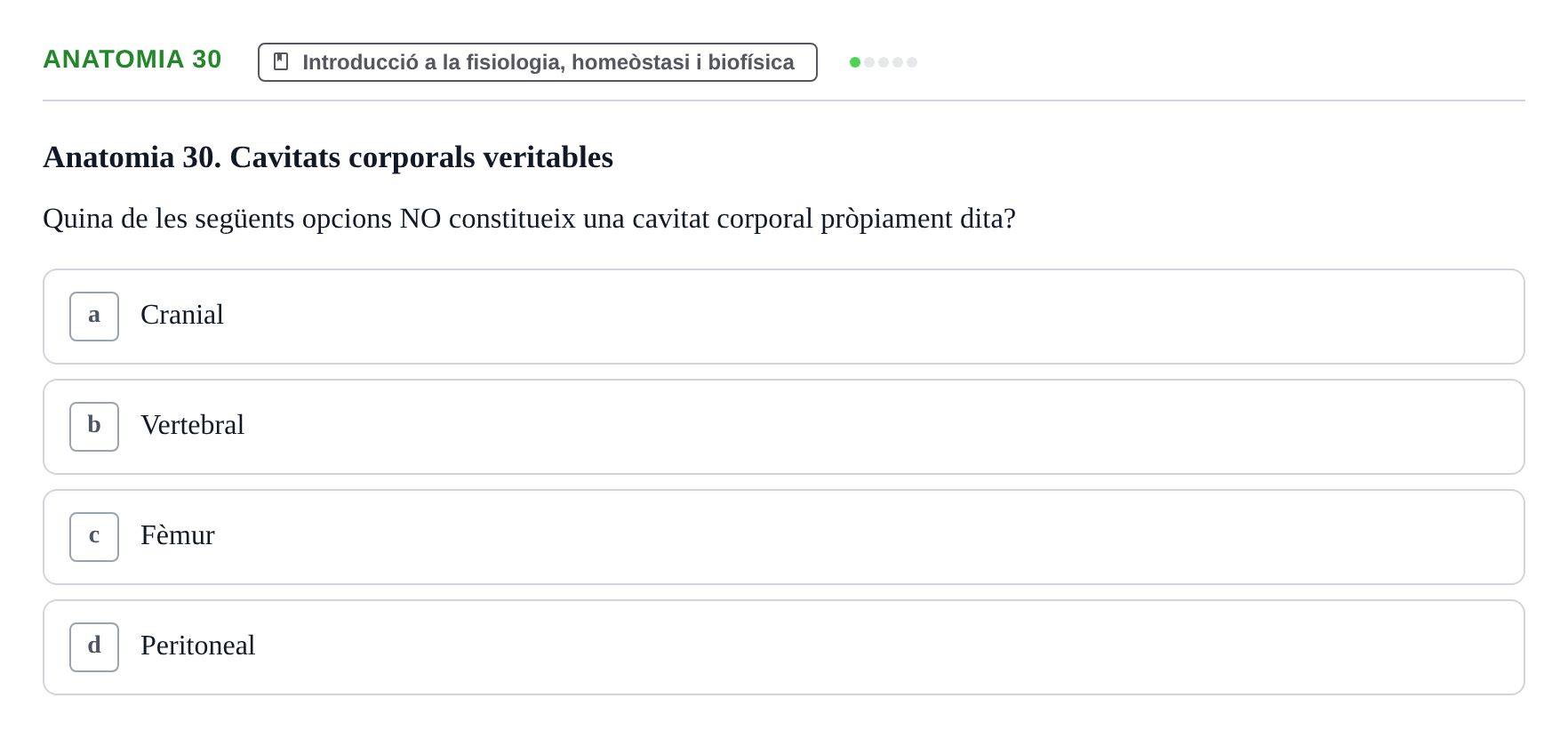 Enunciado: Ejercicio Anatomia 30 · BASES BIOLÒGIQUES PER L'ATENCIO A LA PERSONA: ANATOMIA UDL Examen Parcial de Bases Biològiques: Anatomia i Fisiologia