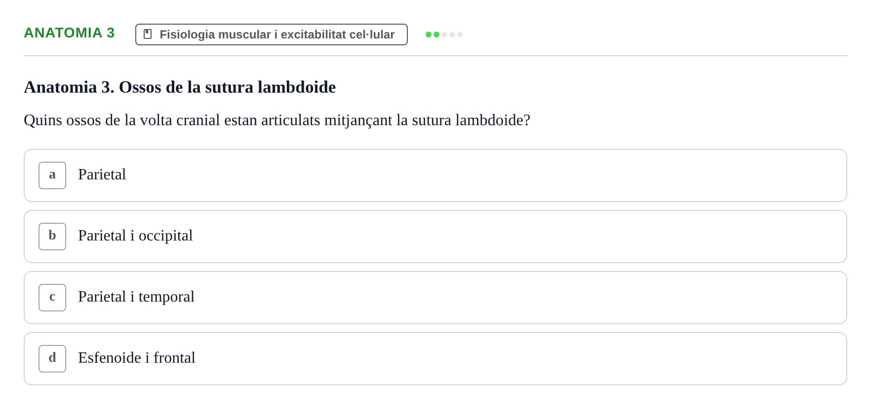 Enunciado: Ejercicio Anatomia 3 · BASES BIOLÒGIQUES PER L'ATENCIO A LA PERSONA: ANATOMIA UDL Examen Parcial de Bases Biològiques: Anatomia i Fisiologia