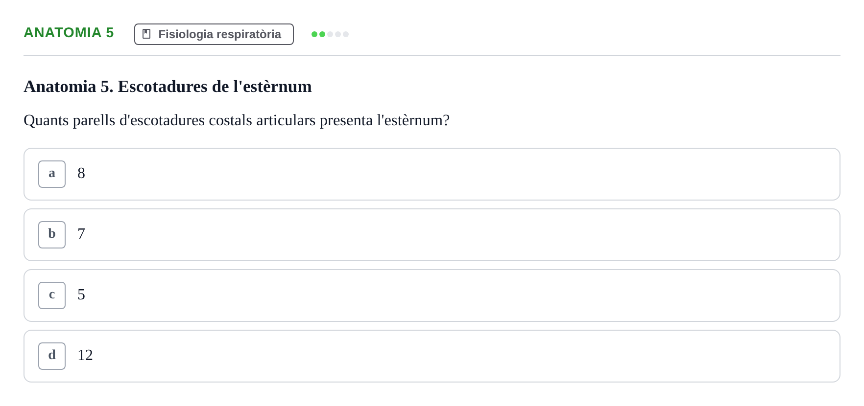 Enunciado: Ejercicio Anatomia 5 · BASES BIOLÒGIQUES PER L'ATENCIO A LA PERSONA: ANATOMIA UDL Examen Parcial de Bases Biològiques: Anatomia i Fisiologia