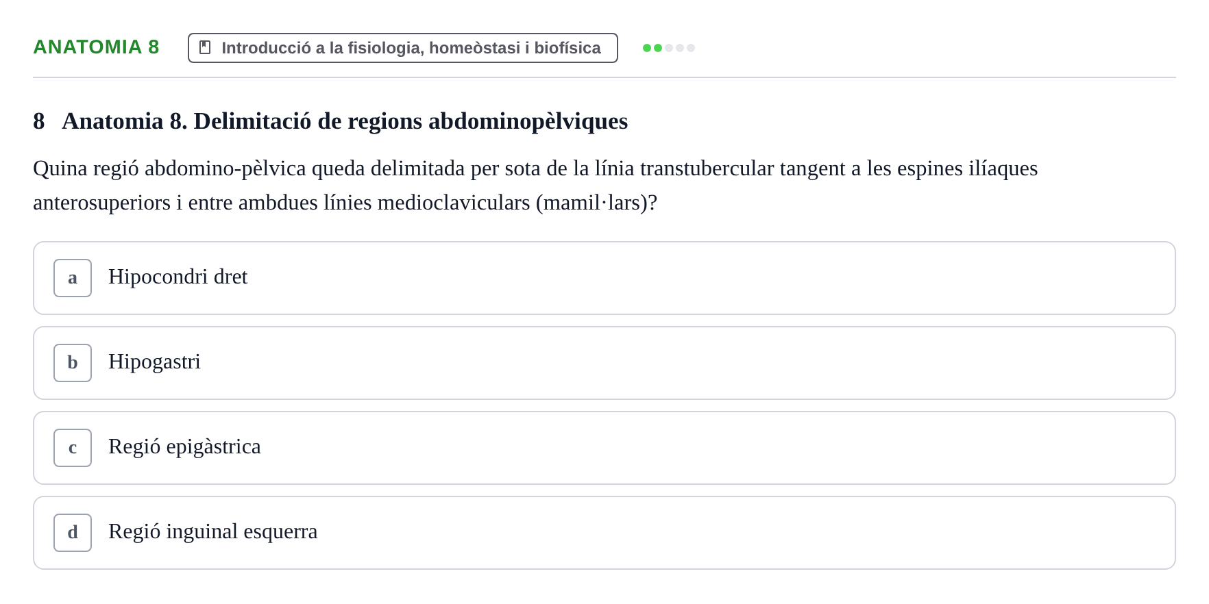 Enunciado: Ejercicio Anatomia 8 · BASES BIOLÒGIQUES PER L'ATENCIO A LA PERSONA: ANATOMIA UDL Examen Parcial de Bases Biològiques: Anatomia i Fisiologia