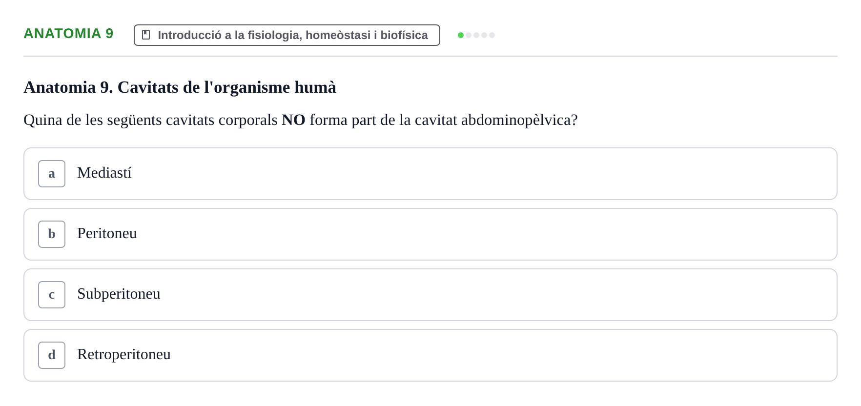 Enunciado: Ejercicio Anatomia 9 · BASES BIOLÒGIQUES PER L'ATENCIO A LA PERSONA: ANATOMIA UDL Examen Parcial de Bases Biològiques: Anatomia i Fisiologia