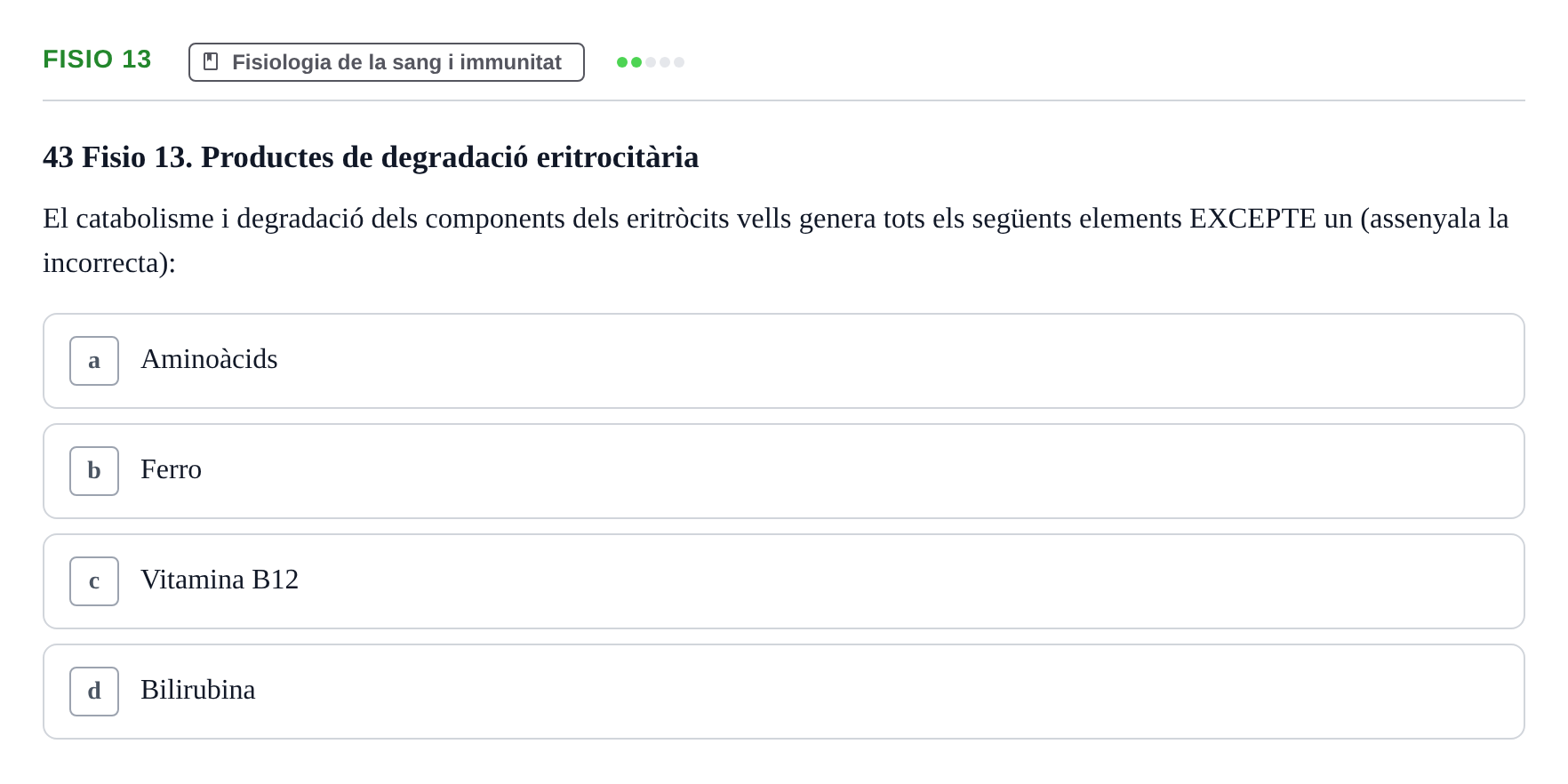 Enunciado: Ejercicio Fisio 13 · BASES BIOLÒGIQUES PER L'ATENCIO A LA PERSONA: ANATOMIA UDL Examen Parcial de Bases Biològiques: Anatomia i Fisiologia