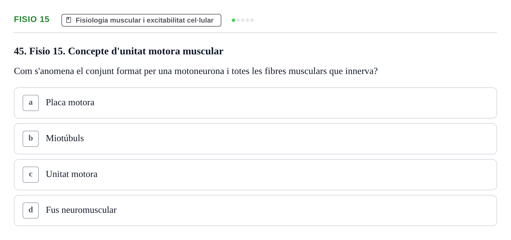Enunciado: Ejercicio Fisio 15 · BASES BIOLÒGIQUES PER L'ATENCIO A LA PERSONA: ANATOMIA UDL Examen Parcial de Bases Biològiques: Anatomia i Fisiologia