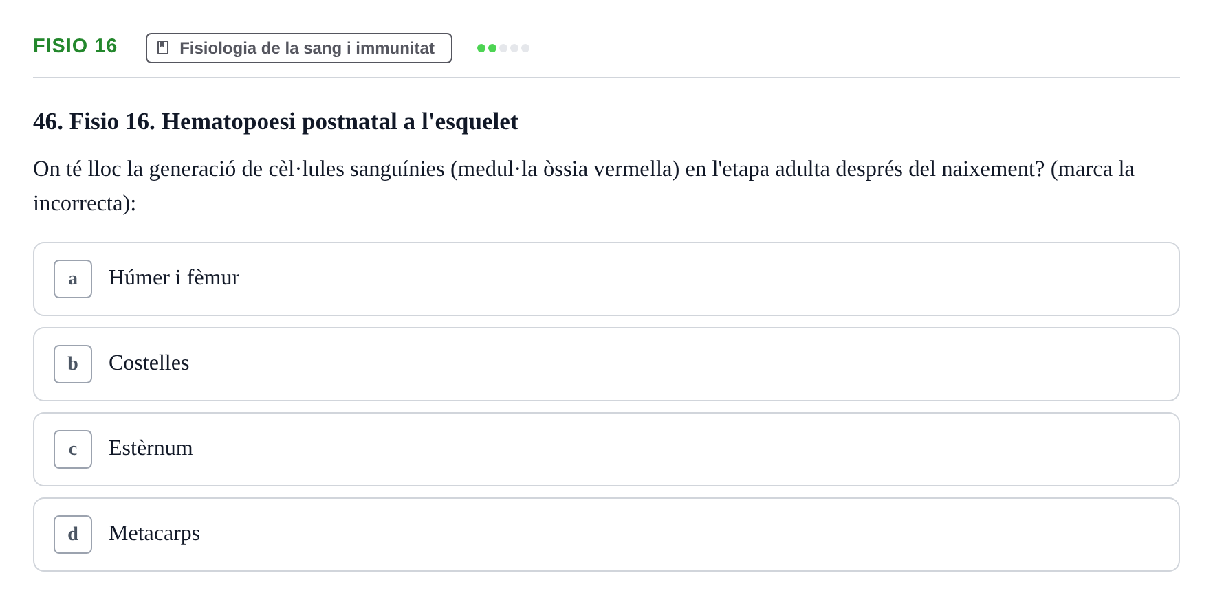 Enunciado: Ejercicio Fisio 16 · BASES BIOLÒGIQUES PER L'ATENCIO A LA PERSONA: ANATOMIA UDL Examen Parcial de Bases Biològiques: Anatomia i Fisiologia
