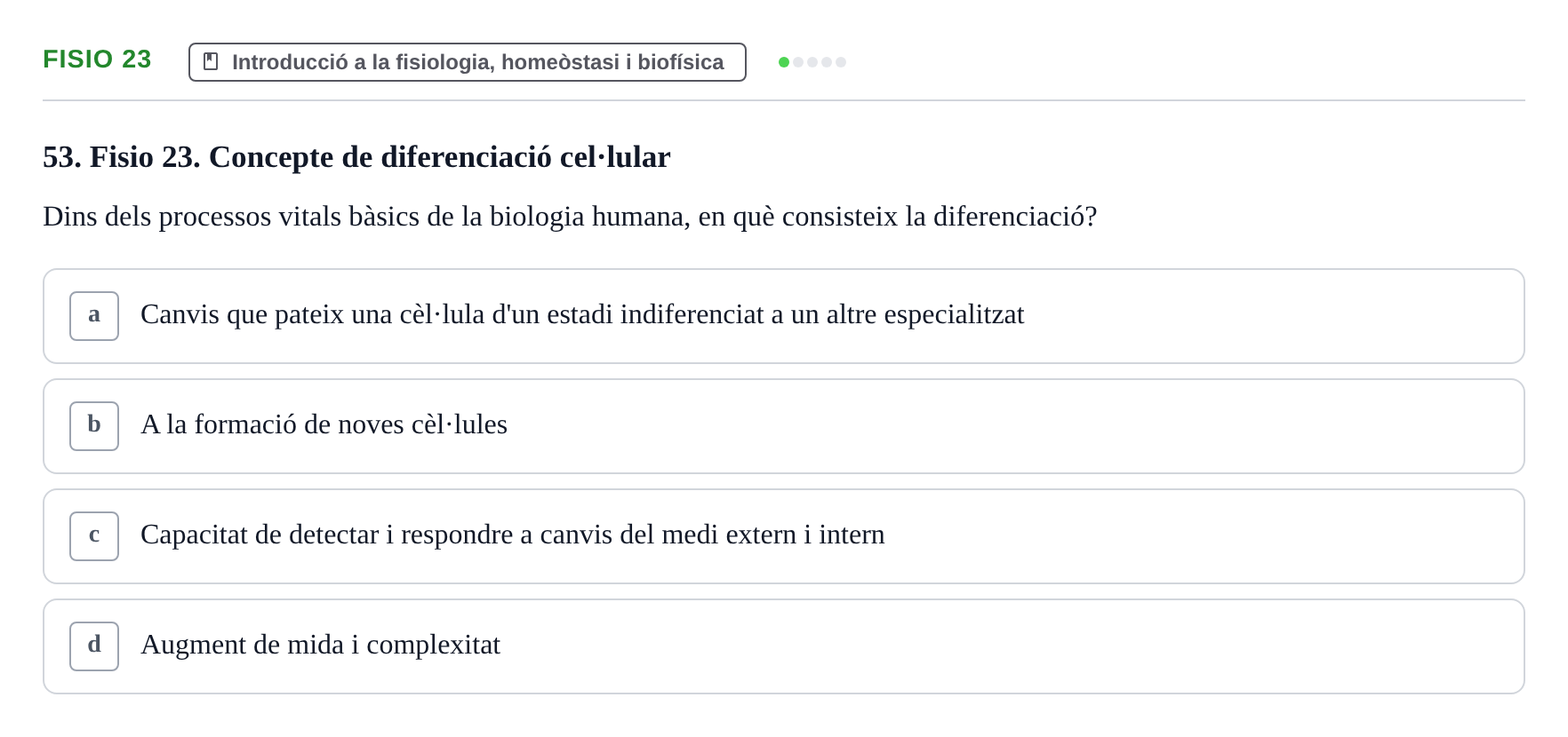 Enunciado: Ejercicio Fisio 23 · BASES BIOLÒGIQUES PER L'ATENCIO A LA PERSONA: ANATOMIA UDL Examen Parcial de Bases Biològiques: Anatomia i Fisiologia