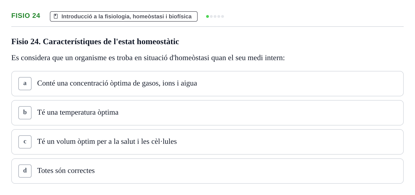 Enunciado: Ejercicio Fisio 24 · BASES BIOLÒGIQUES PER L'ATENCIO A LA PERSONA: ANATOMIA UDL Examen Parcial de Bases Biològiques: Anatomia i Fisiologia