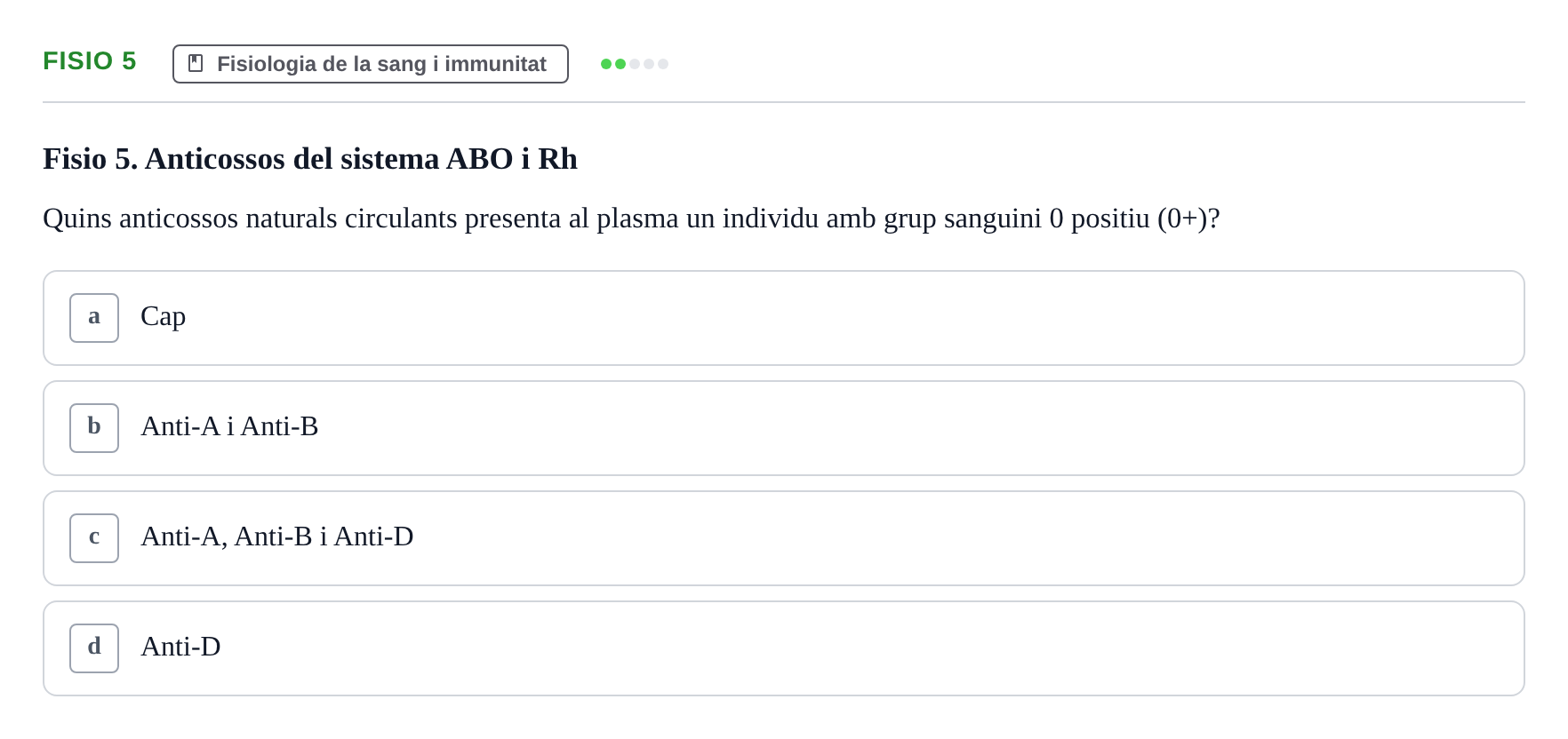 Enunciado: Ejercicio Fisio 5 · BASES BIOLÒGIQUES PER L'ATENCIO A LA PERSONA: ANATOMIA UDL Examen Parcial de Bases Biològiques: Anatomia i Fisiologia