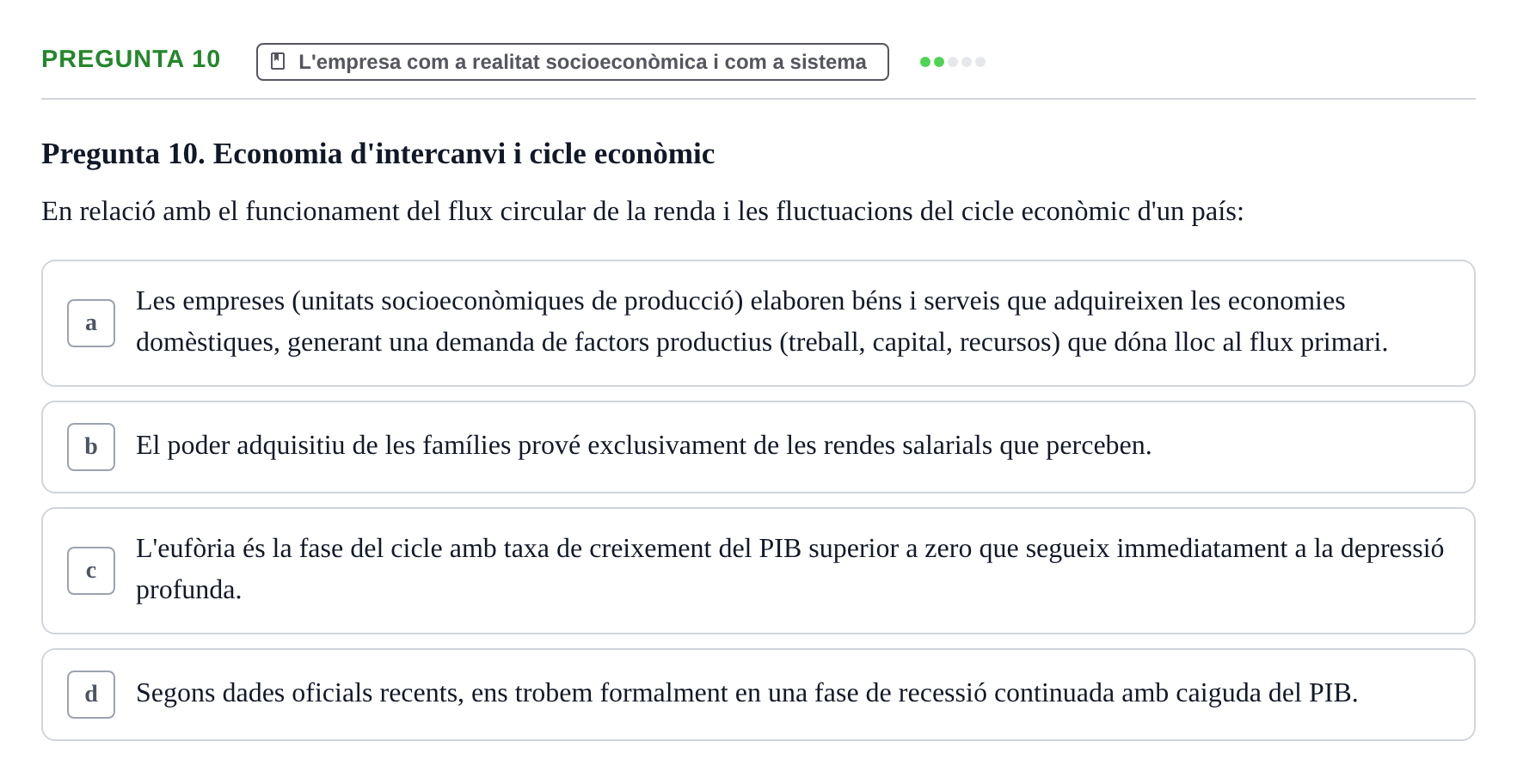 Enunciado: Pregunta 10 · Fundamentos de Gestión de Empresas UDL 2017