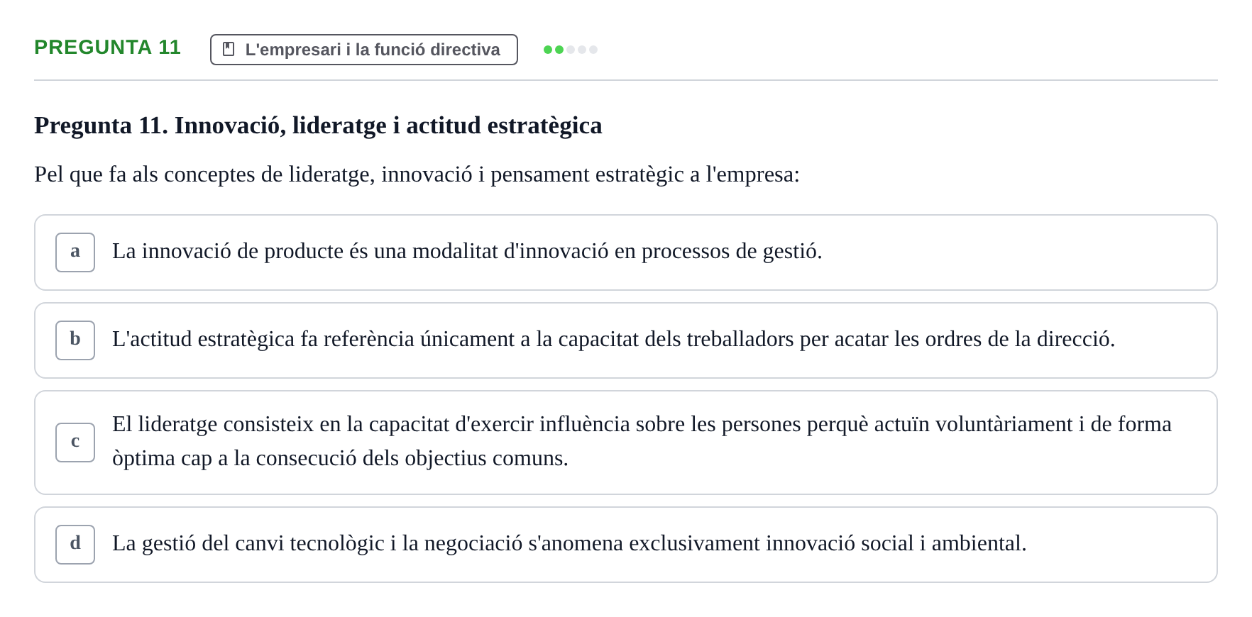Enunciado: Pregunta 11 · Fundamentos de Gestión de Empresas UDL 2017