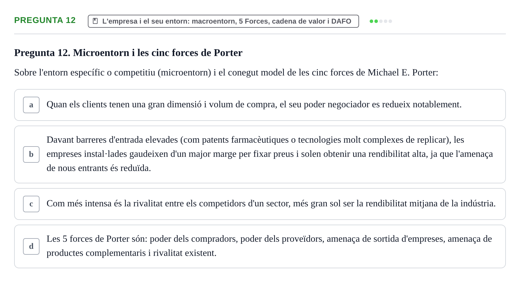 Enunciado: Pregunta 12 · Fundamentos de Gestión de Empresas UDL 2017