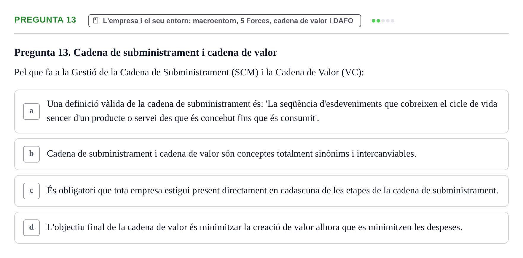 Enunciado: Pregunta 13 · Fundamentos de Gestión de Empresas UDL 2017