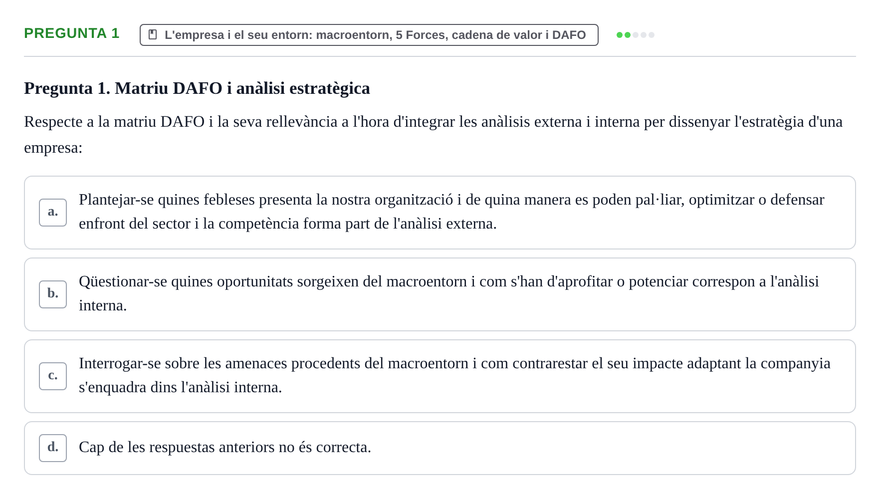 Enunciado: Pregunta 1 · Fundamentos de Gestión de Empresas UDL 2017