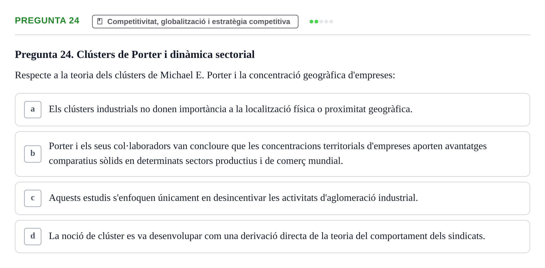 Enunciado: Pregunta 24 · Fundamentos de Gestión de Empresas UDL 2017
