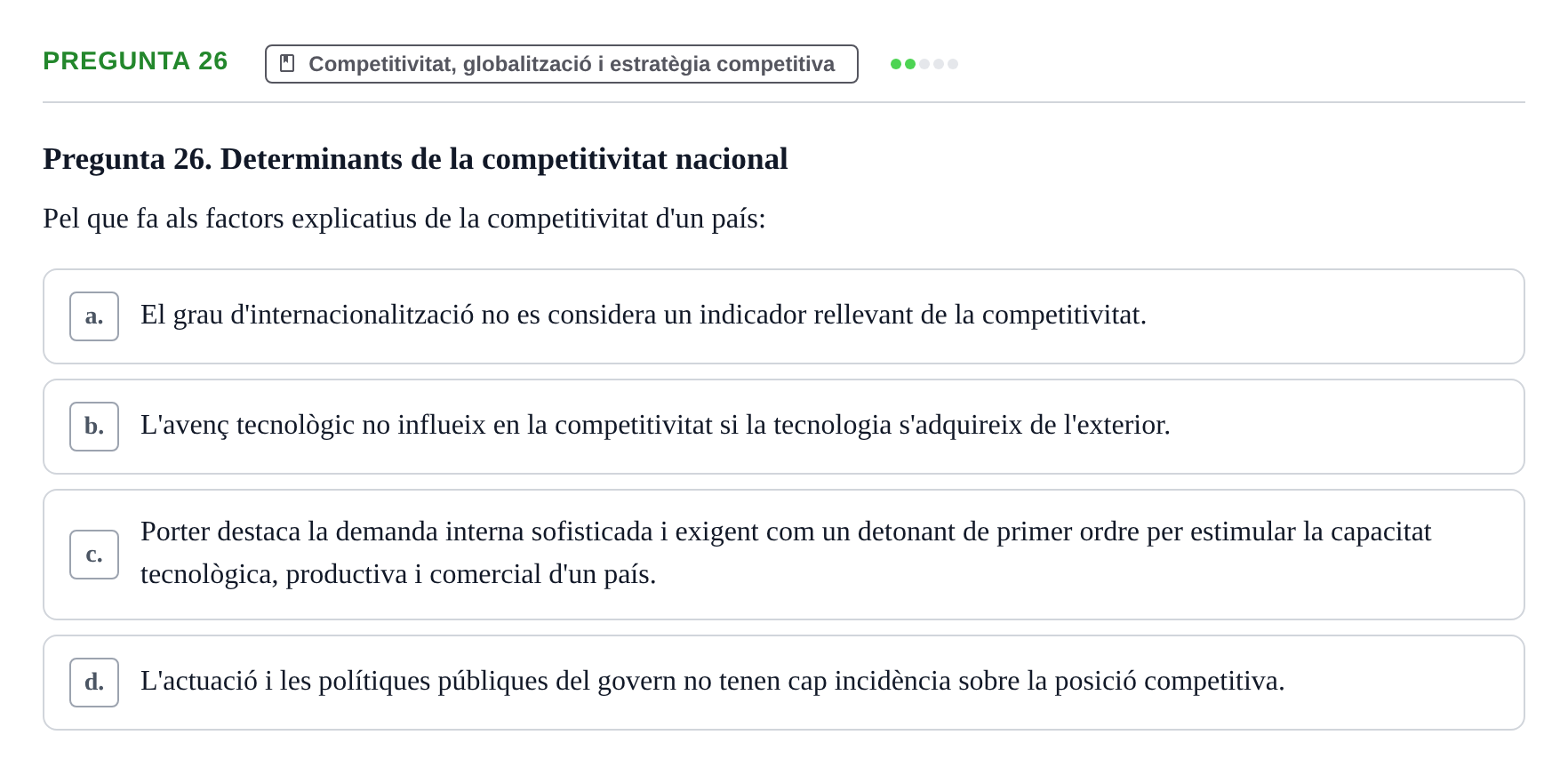 Enunciado: Pregunta 26 · Fundamentos de Gestión de Empresas UDL 2017