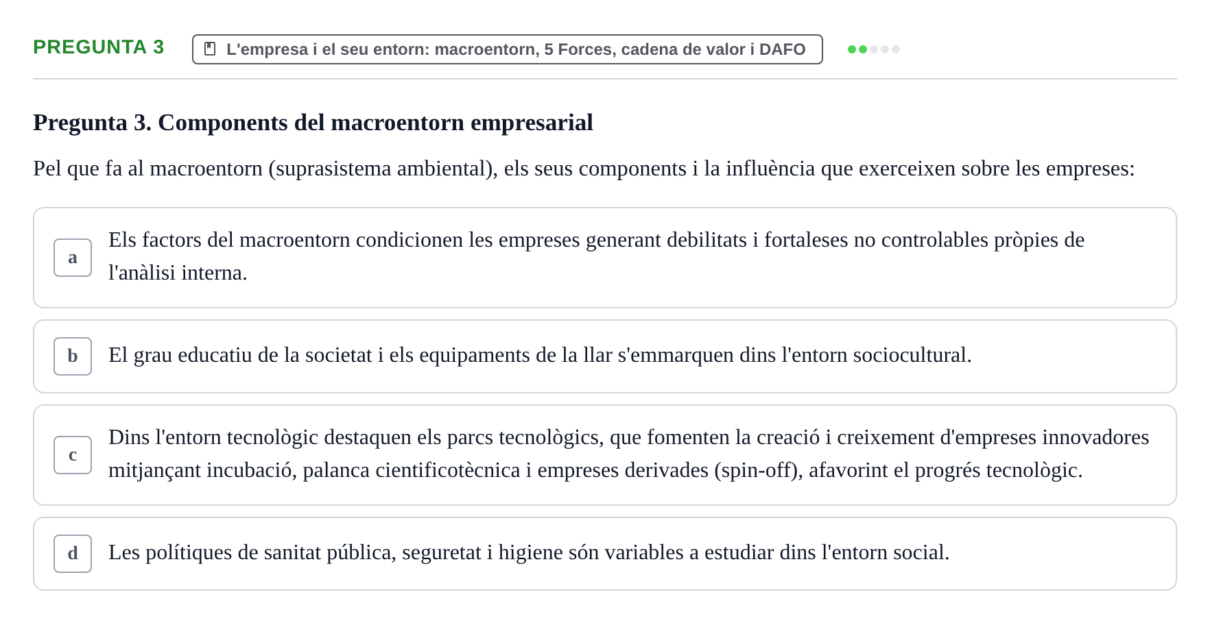 Enunciado: Pregunta 3 · Fundamentos de Gestión de Empresas UDL 2017