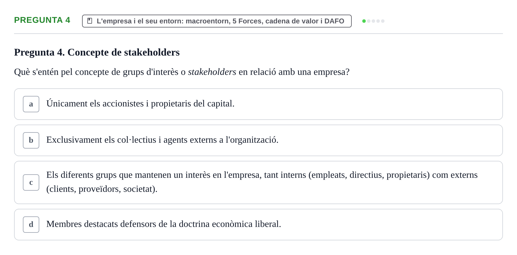 Enunciado: Pregunta 4 · Fundamentos de Gestión de Empresas UDL 2017