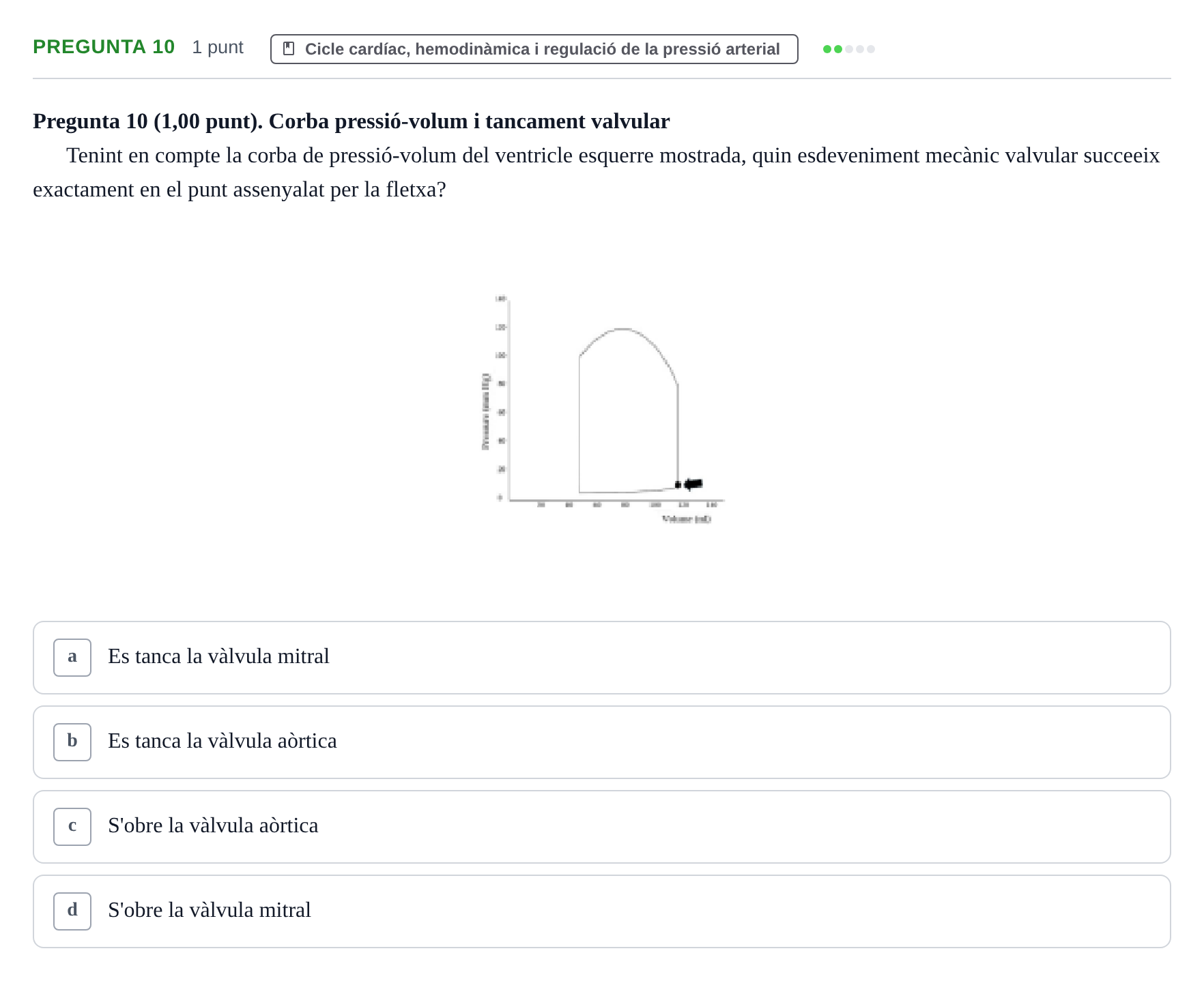 Enunciado: Pregunta 10 · Estructura i Funció del Cos Humà II UVIC Examen primer parcial: Estructura i Funció del Cos Humà II