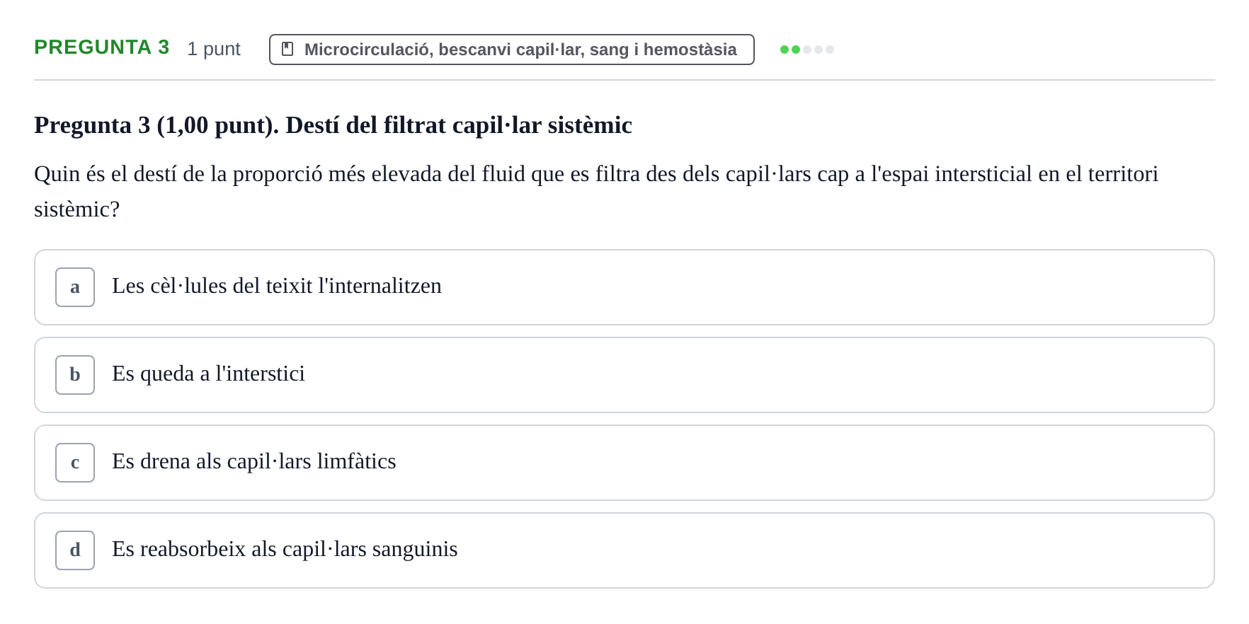 Enunciado: Pregunta 3 · Estructura i Funció del Cos Humà II UVIC Examen primer parcial: Estructura i Funció del Cos Humà II