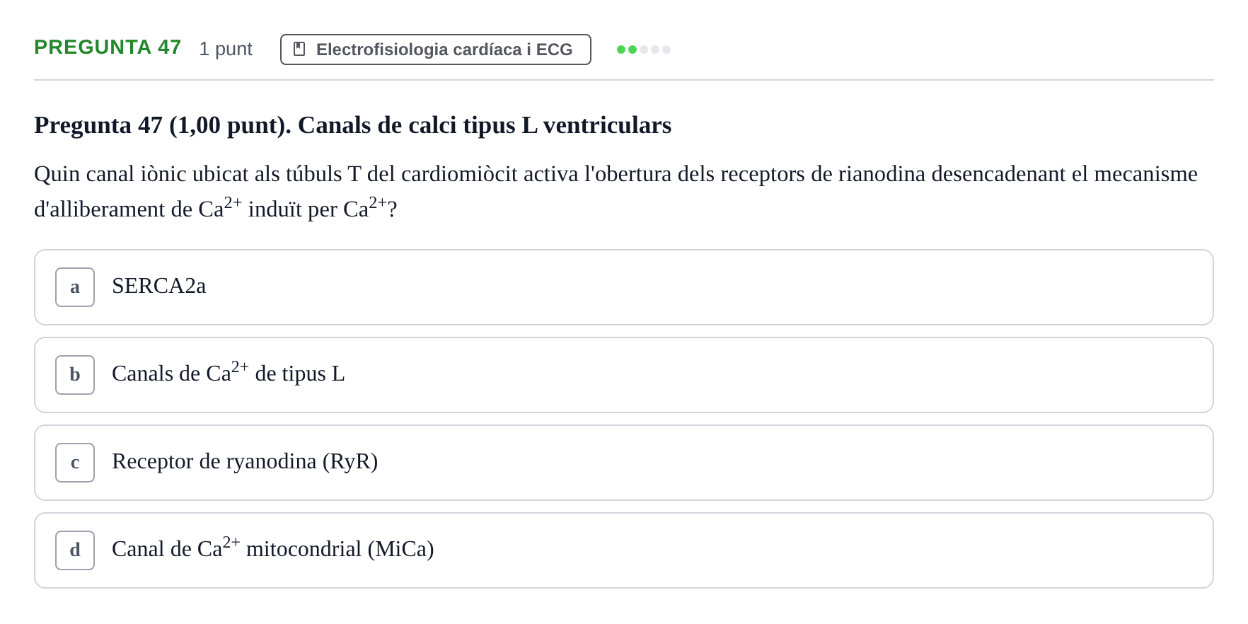 Enunciado: Pregunta 47 · Estructura i Funció del Cos Humà II UVIC Examen primer parcial: Estructura i Funció del Cos Humà II