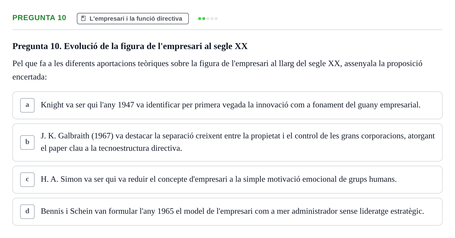 Enunciado: Pregunta 10 · Fundamentos de Gestión de Empresas UDL 2014