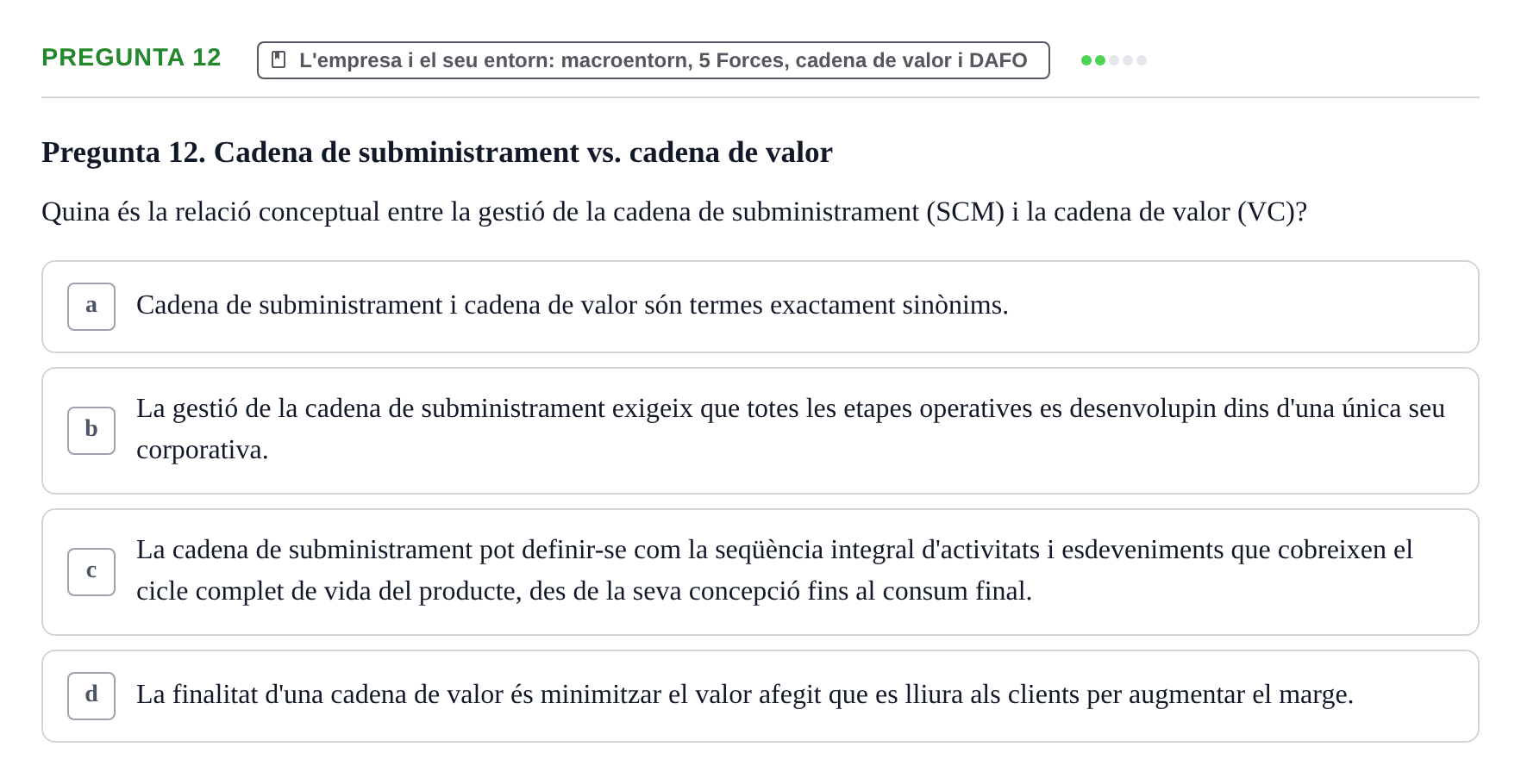 Enunciado: Pregunta 12 · Fundamentos de Gestión de Empresas UDL 2014