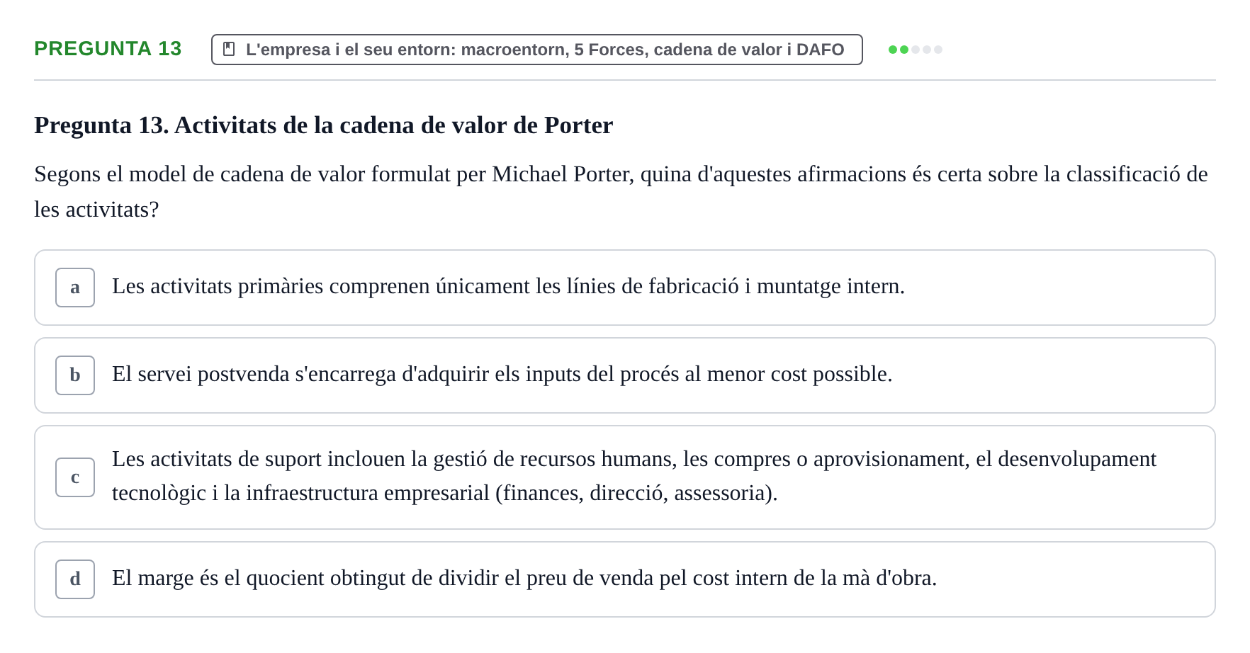 Enunciado: Pregunta 13 · Fundamentos de Gestión de Empresas UDL 2014