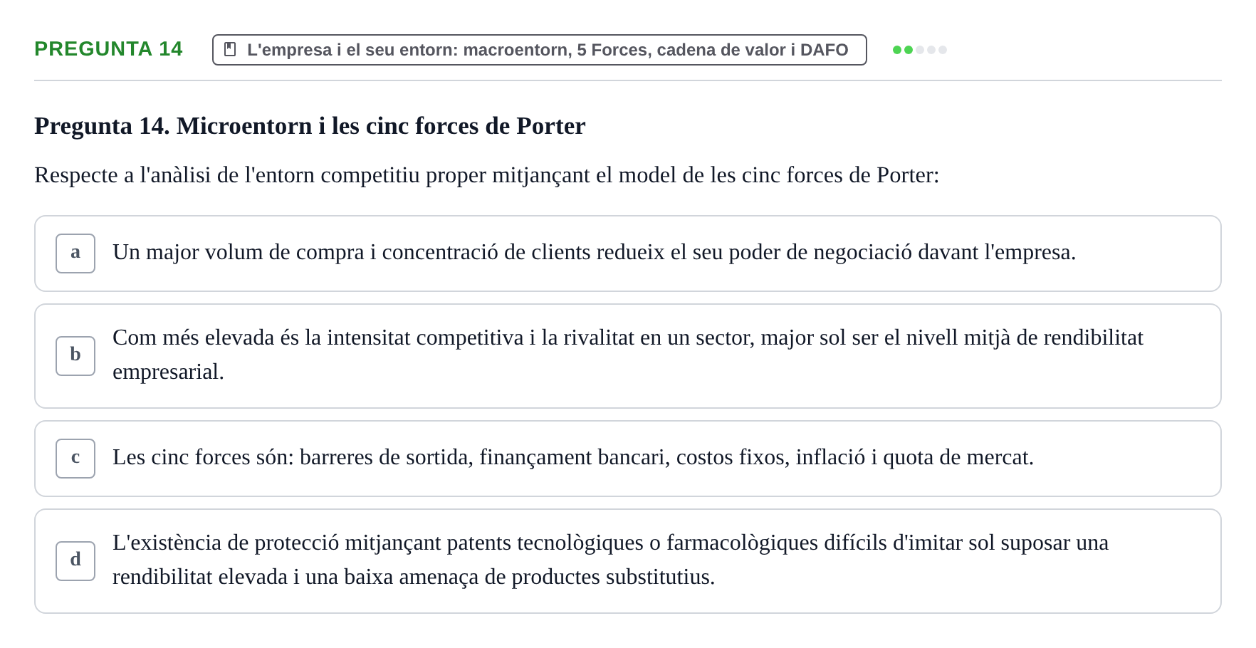 Enunciado: Pregunta 14 · Fundamentos de Gestión de Empresas UDL 2014