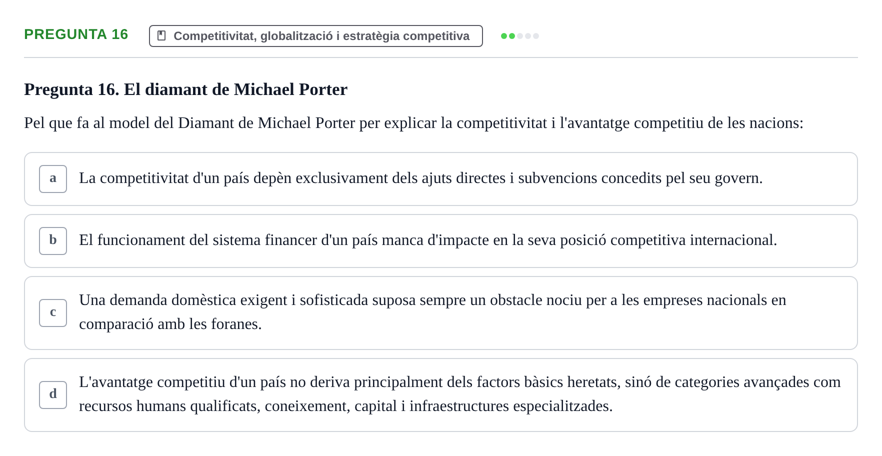 Enunciado: Pregunta 16 · Fundamentos de Gestión de Empresas UDL 2014
