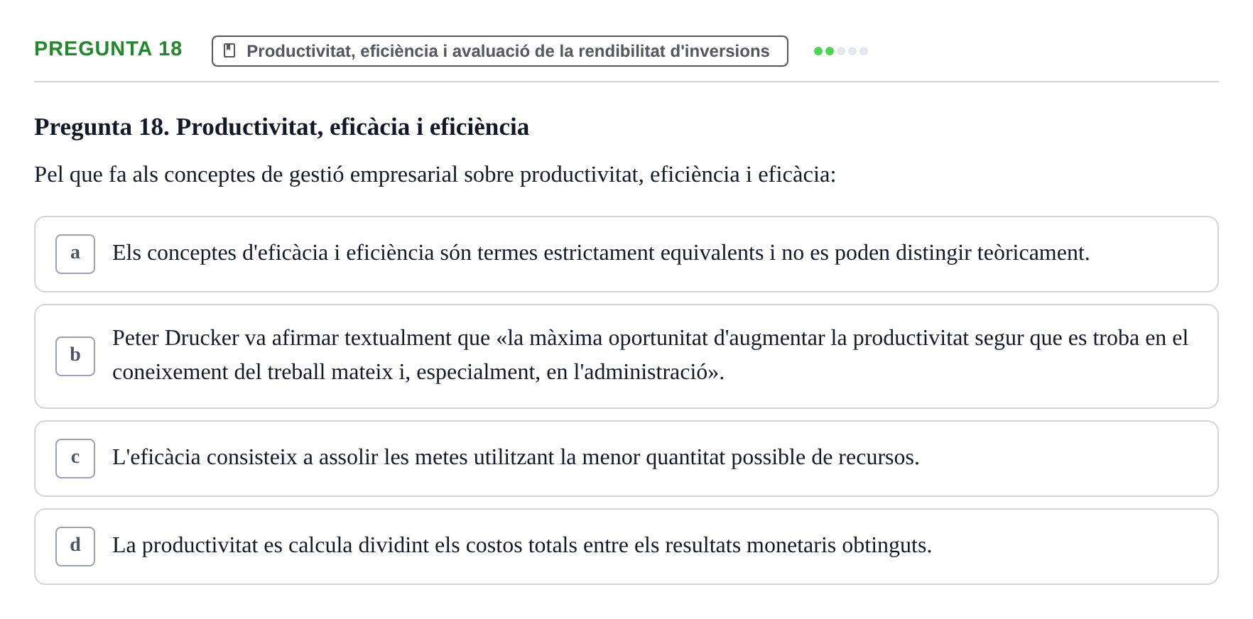 Enunciado: Pregunta 18 · Fundamentos de Gestión de Empresas UDL 2014