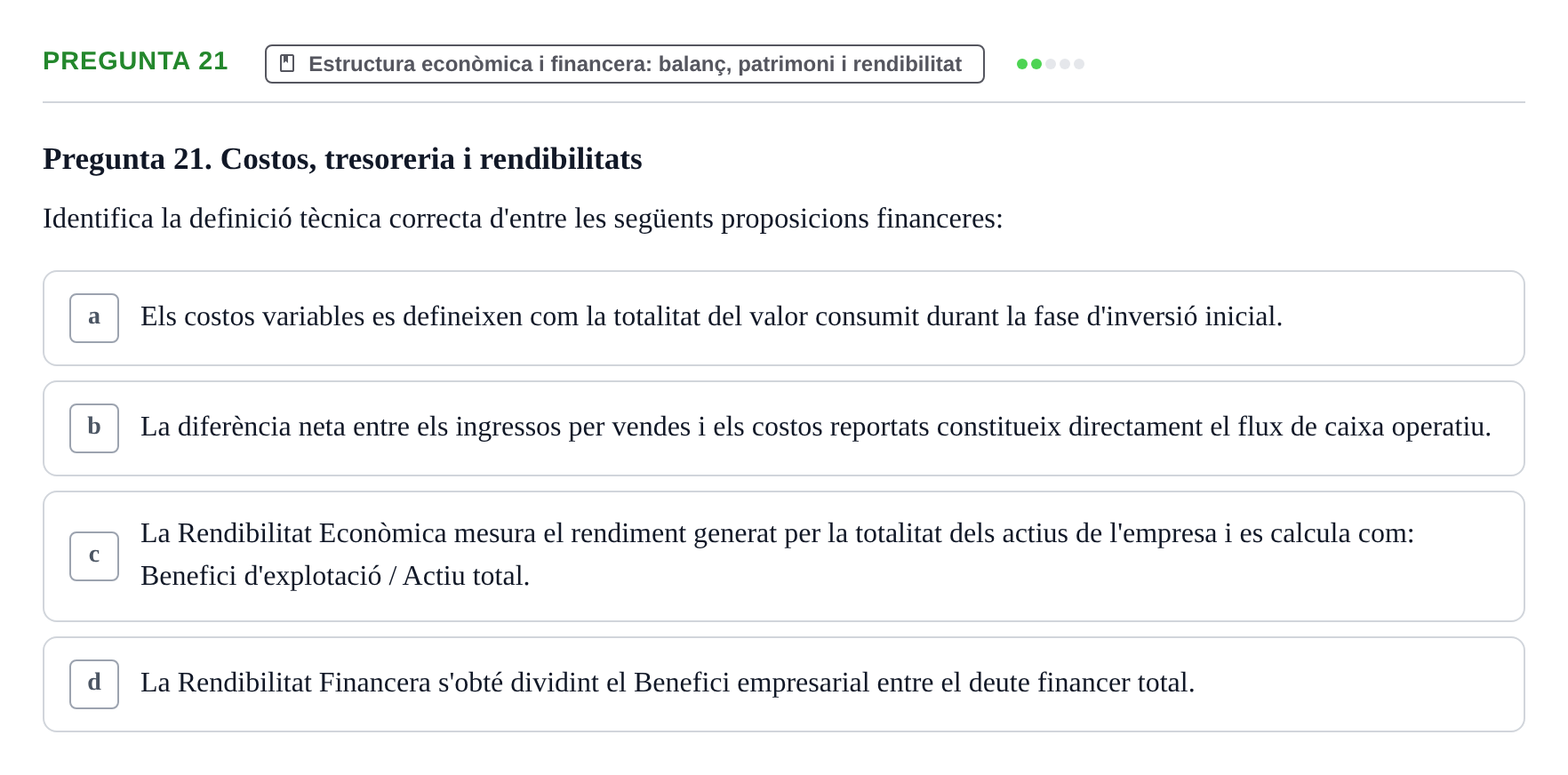 Enunciado: Pregunta 21 · Fundamentos de Gestión de Empresas UDL 2014